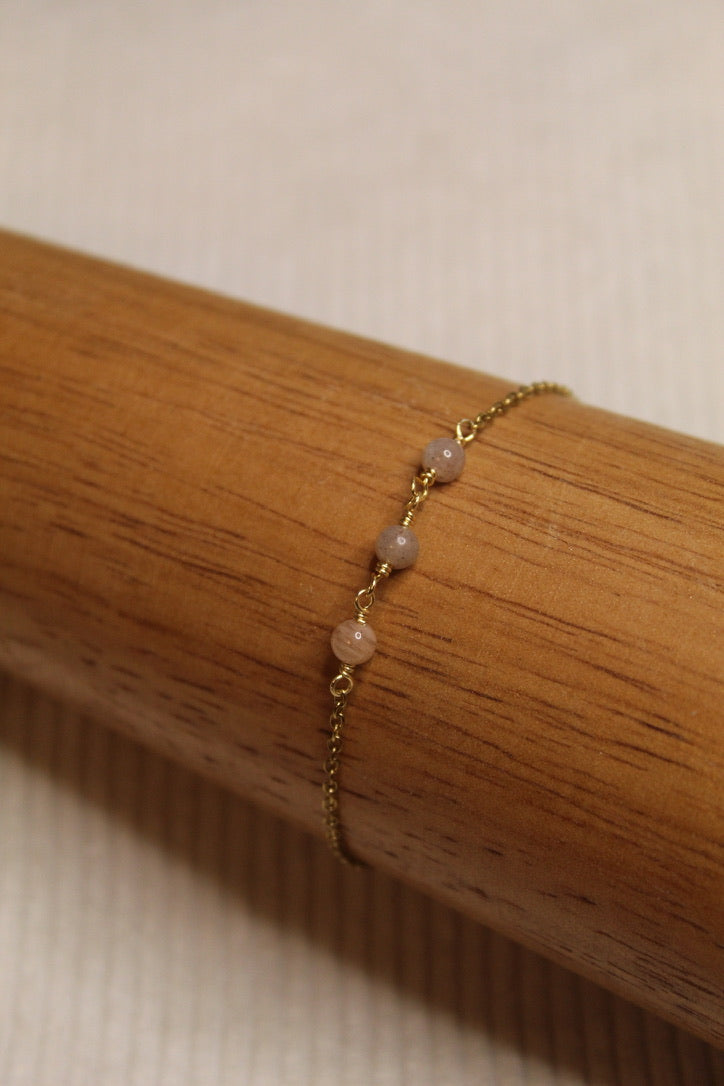 Gold Plated Gemstone Link Chain Bracelet