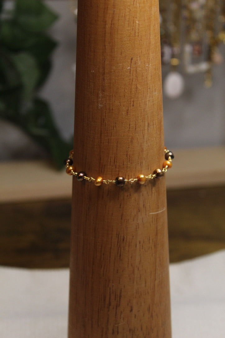 Plated Pearl Link Bracelet