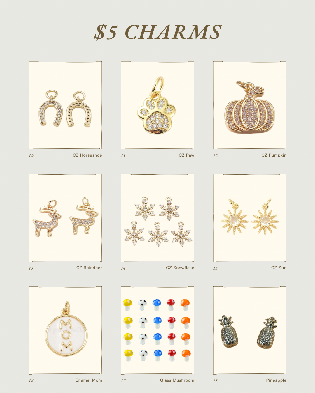 $5 Gold Charms