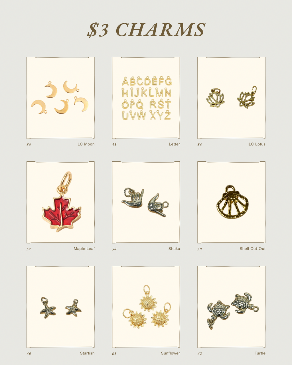 $3 Gold Charms