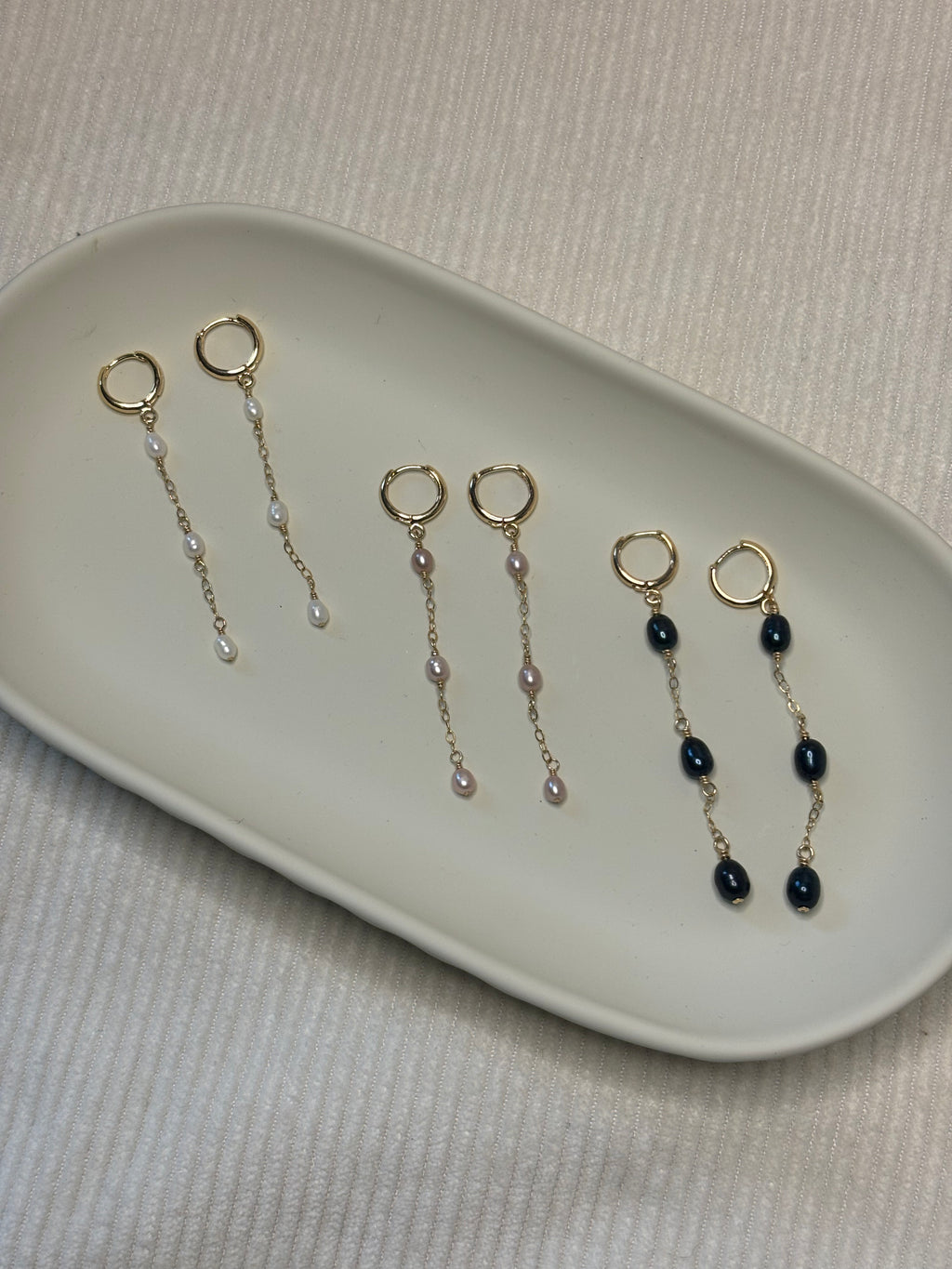 Gold-Filled Freshwater Pearl Dangle Huggie Hoop Earrings