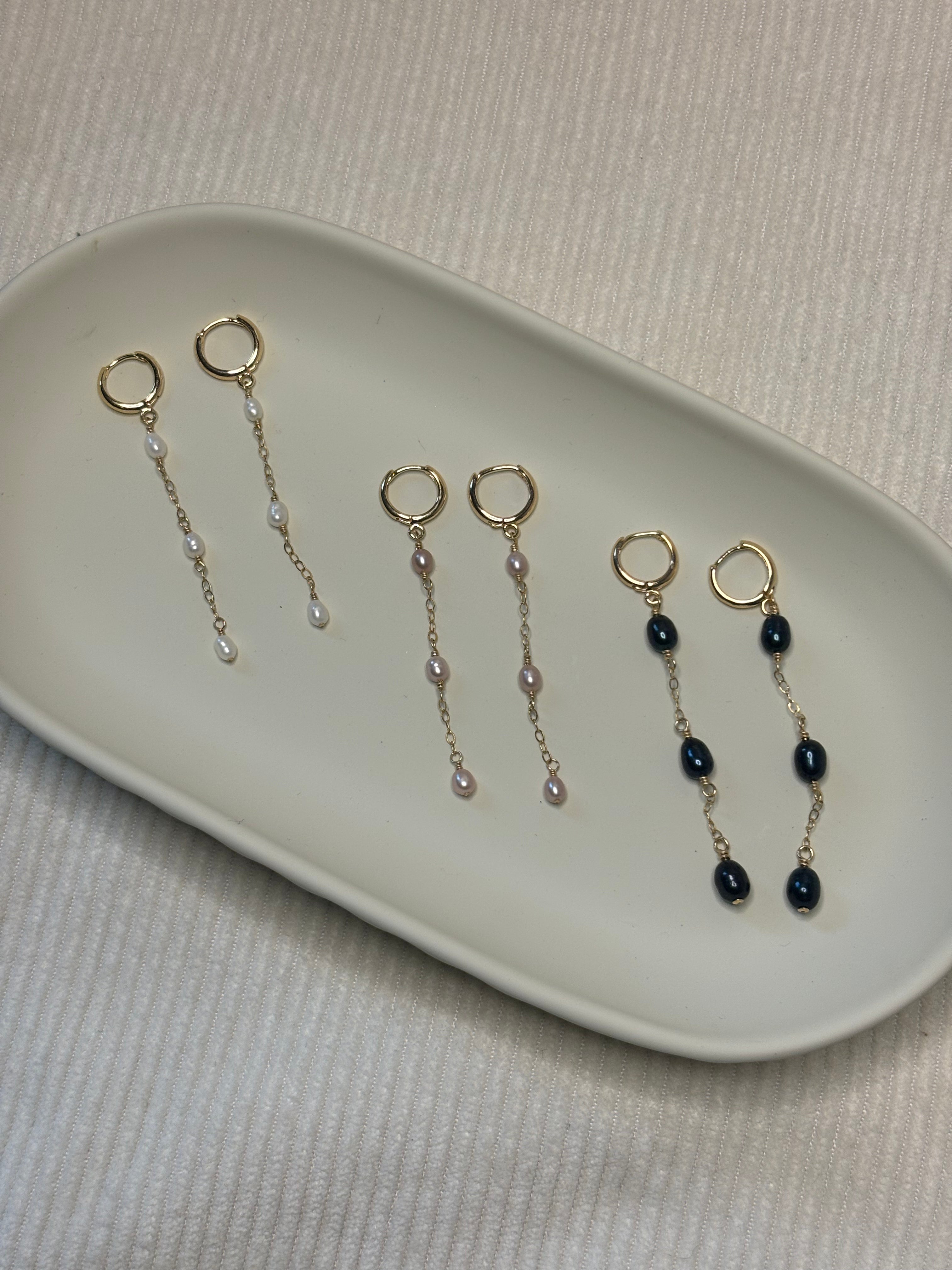 Gold-Filled Freshwater Pearl Dangle Huggie Hoop Earrings