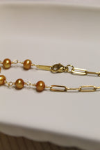 Gold Plated Half Pearl Half Chain Bracelet