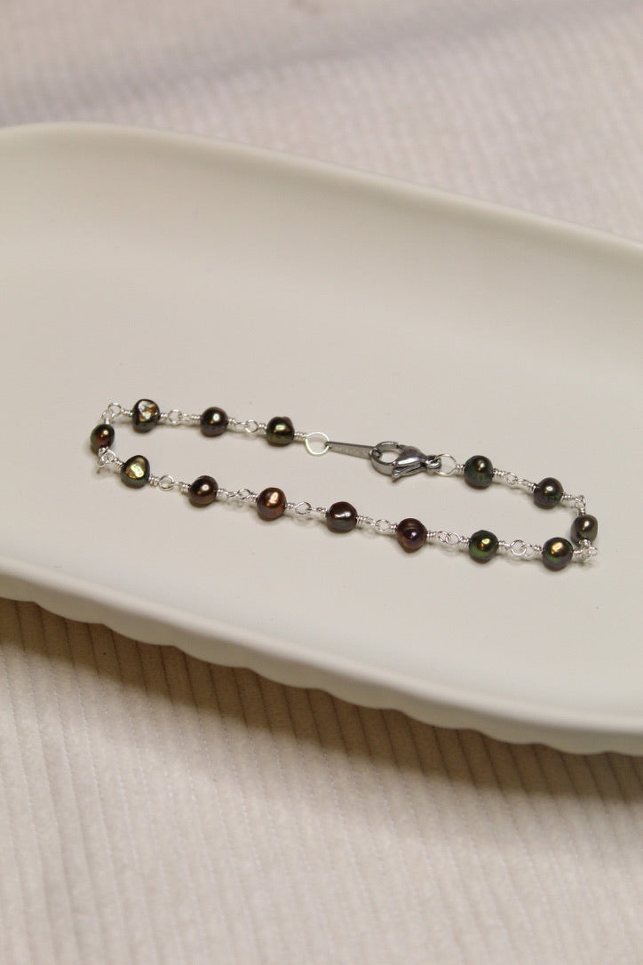 Plated Pearl Link Bracelet