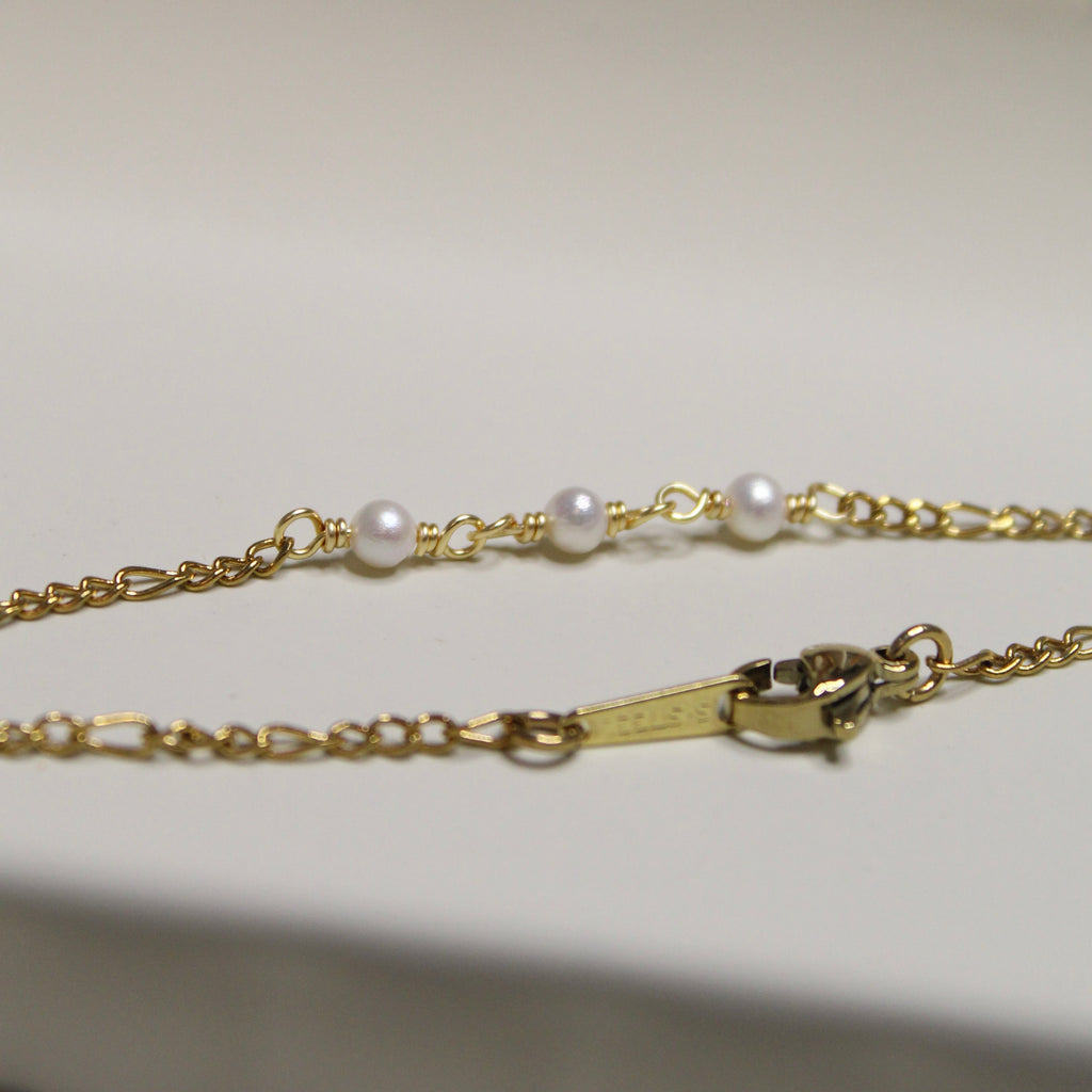 Gold Plated Pearl Link Chain Bracelet