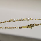 Gold Plated Pearl Link Chain Bracelet