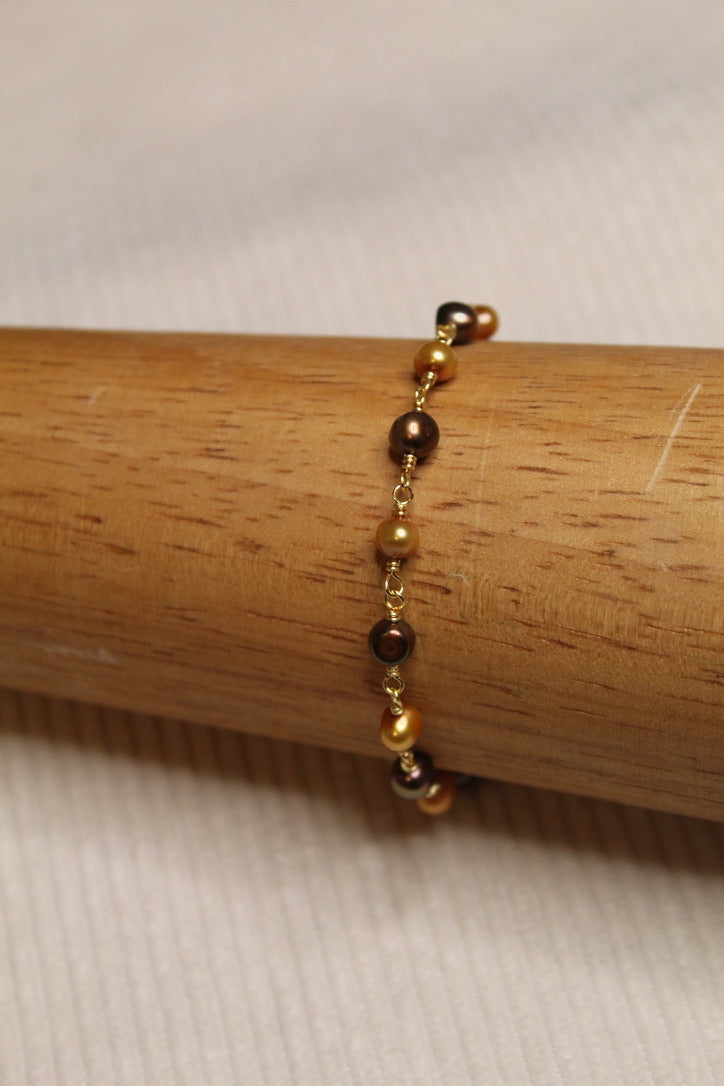 Plated Pearl Link Bracelet