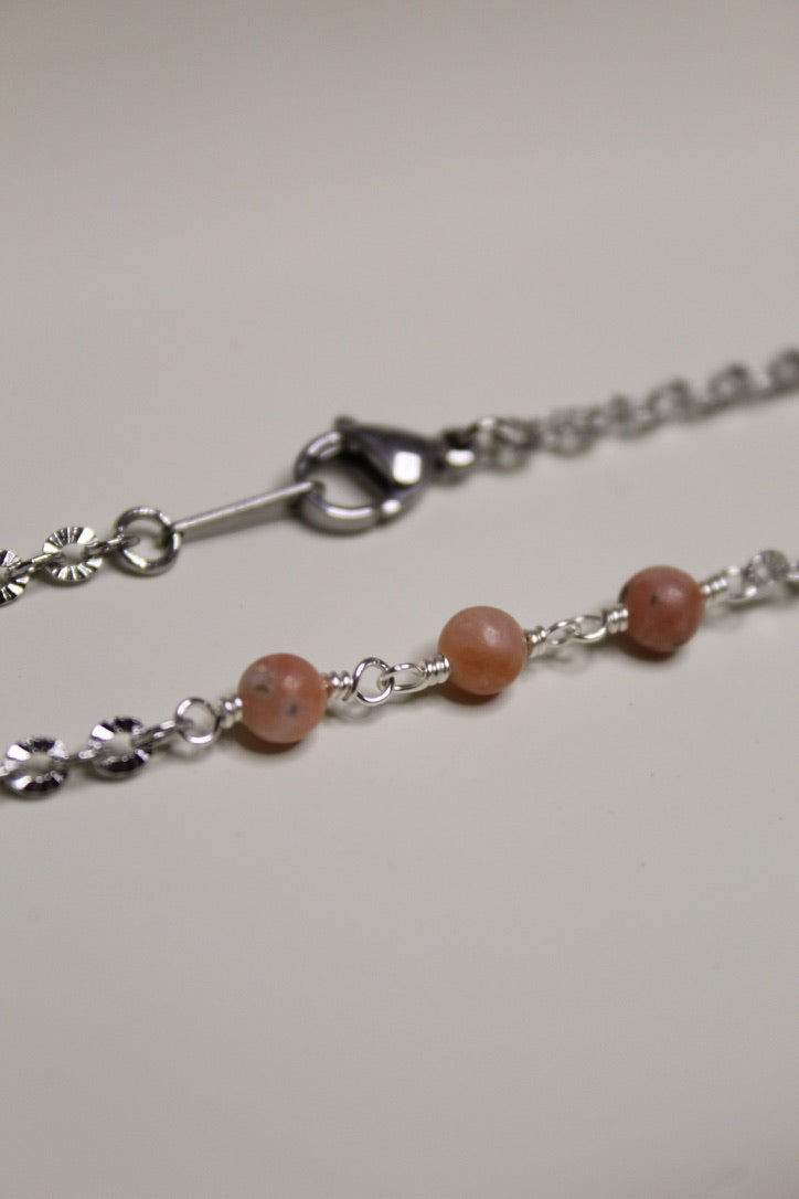 Stainless Steel Gemstone Link Necklace