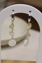 Stainless Steel Gemstone & Shell Disc Earrings