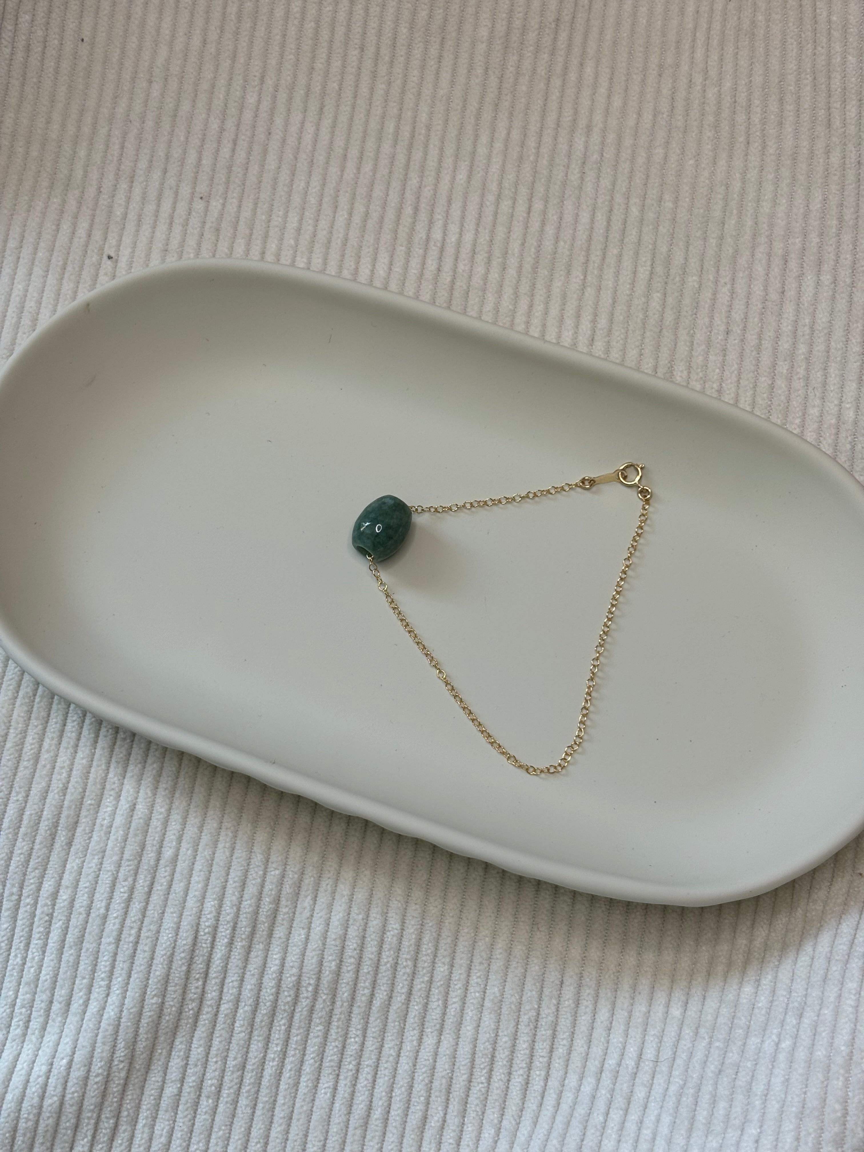 Gold-Filled Jade Bead Chain Bracelet