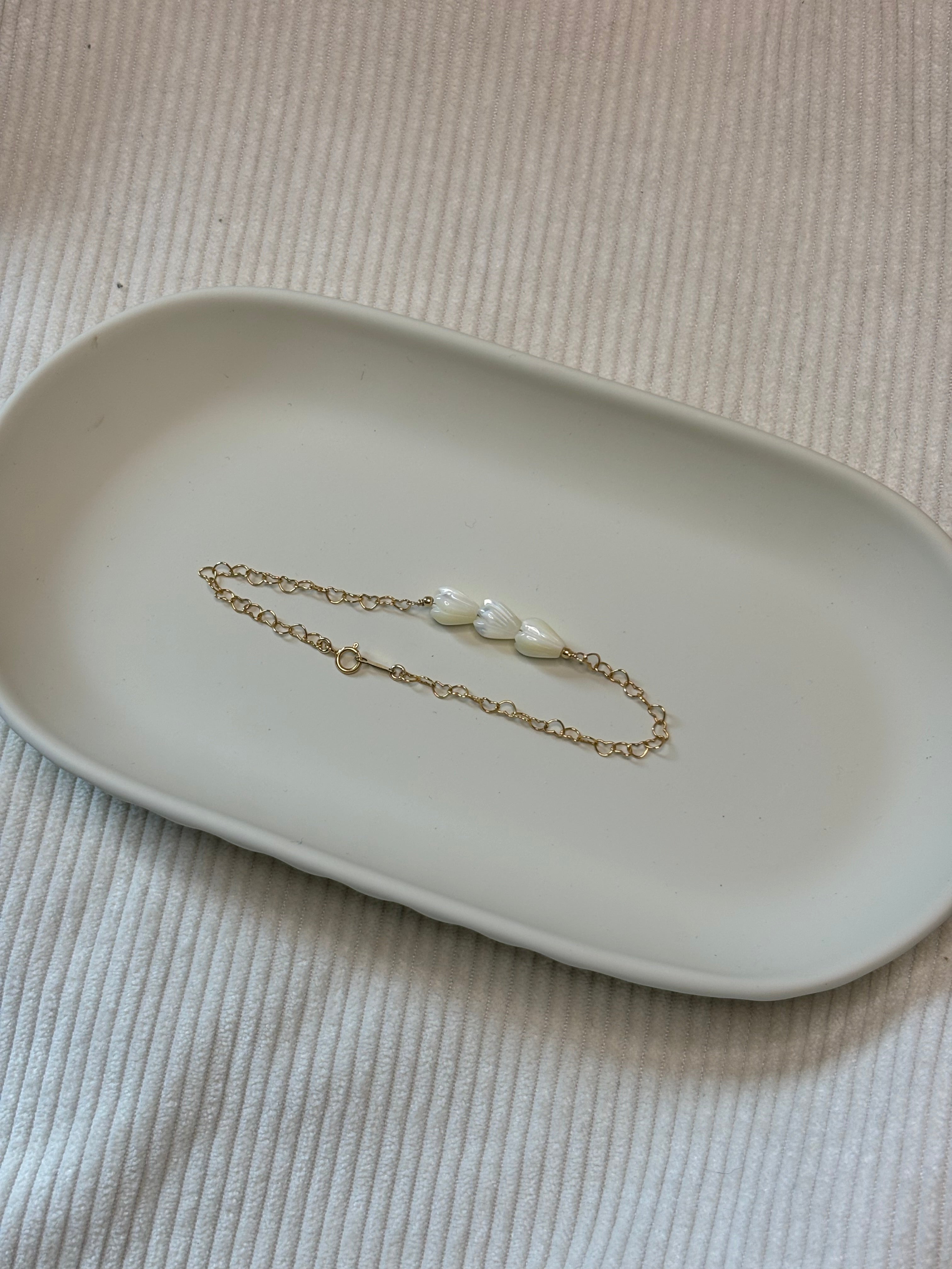 Gold-Filled Mother of Pearl Pikake Chain Bracelet
