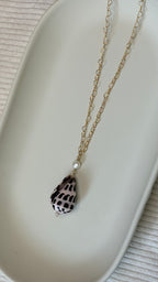 Gold-Filled Hebrew Cone Shell Freshwater Pearl Chain Necklace
