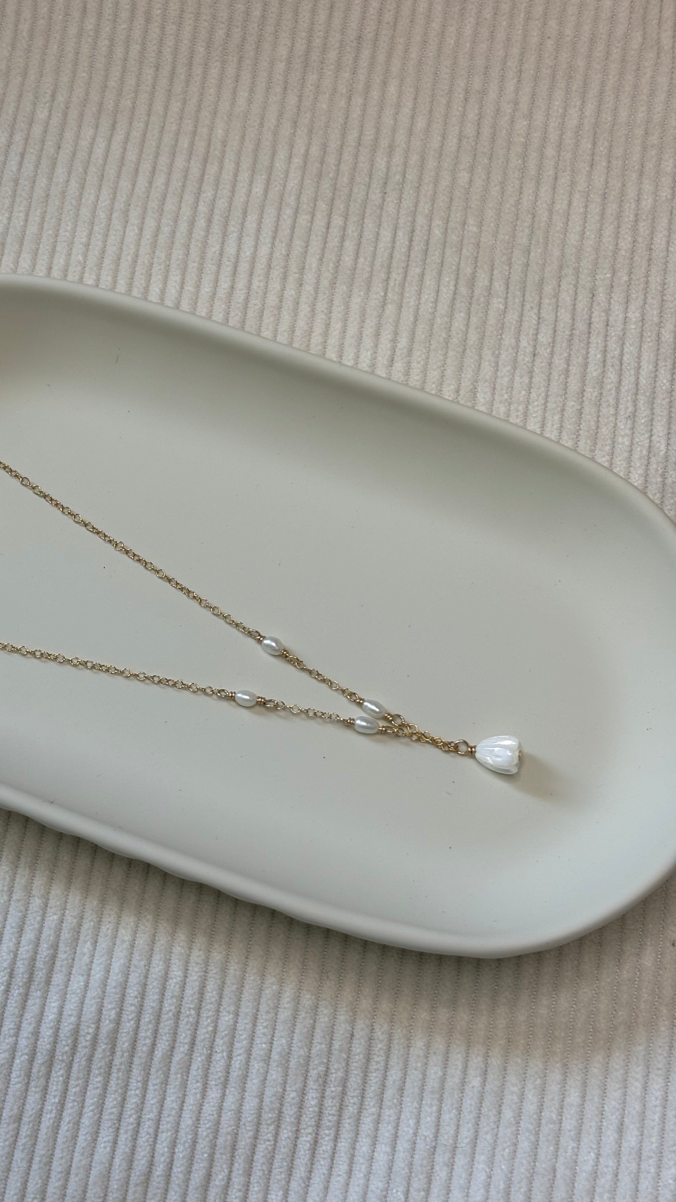 Gold-Filled Mother of Pearl Pikake & Freshwater Pearl Necklace