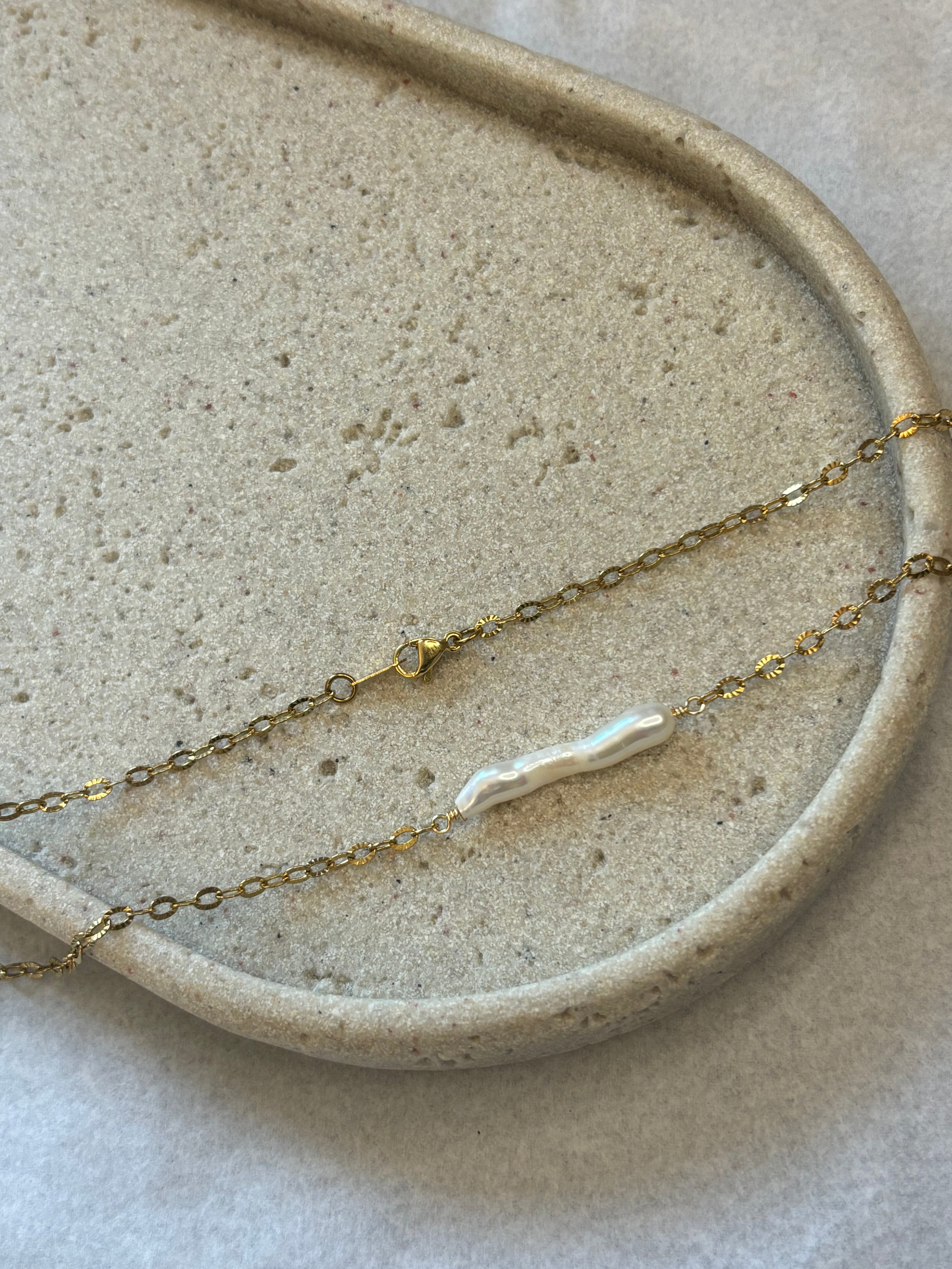 Gold-Plated Freshwater Needle Pearl Sunburst Chain Necklace