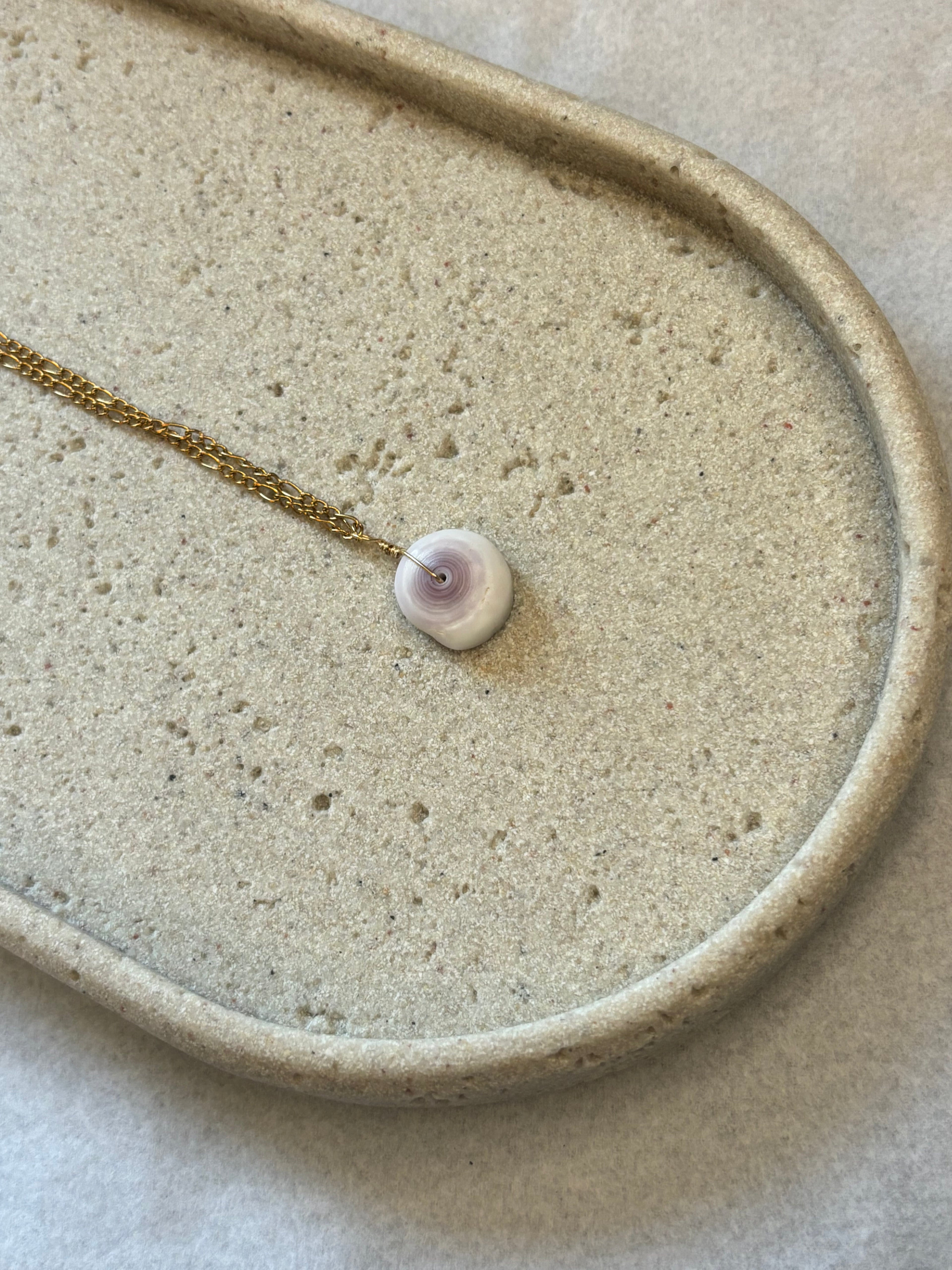 Gold-Plated Puka Shell Figaro Chain Pendant Necklace