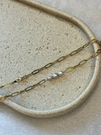 Gold-Plated Freshwater Pearl Paperclip Chain Necklace