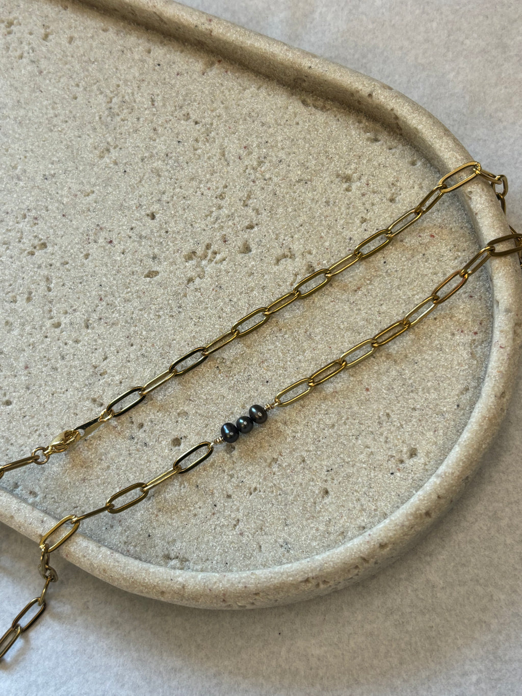 Gold-Plated Freshwater Pearl Paperclip Chain Necklace