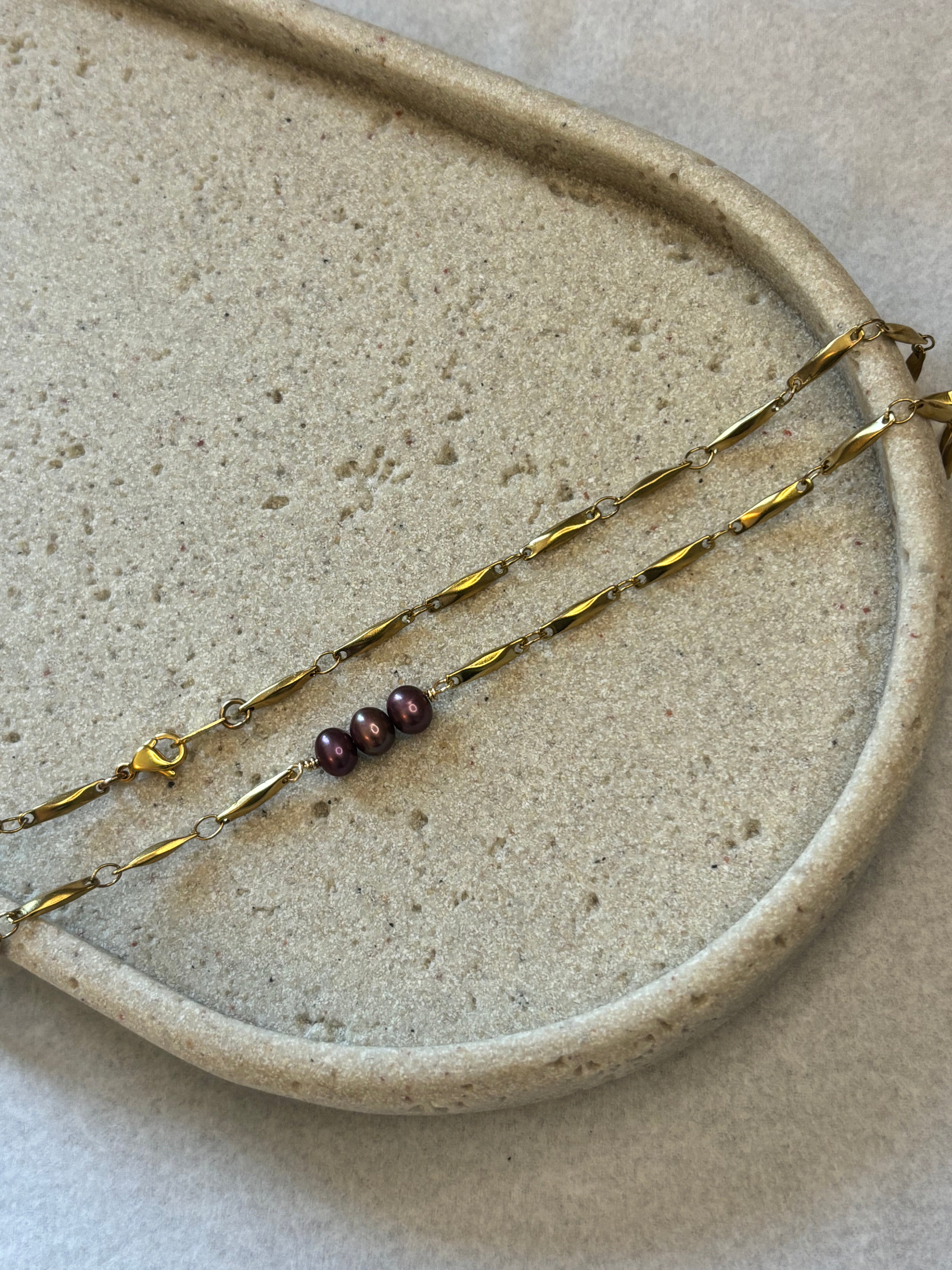 Gold-Plated Freshwater Pearl Link Chain Necklace