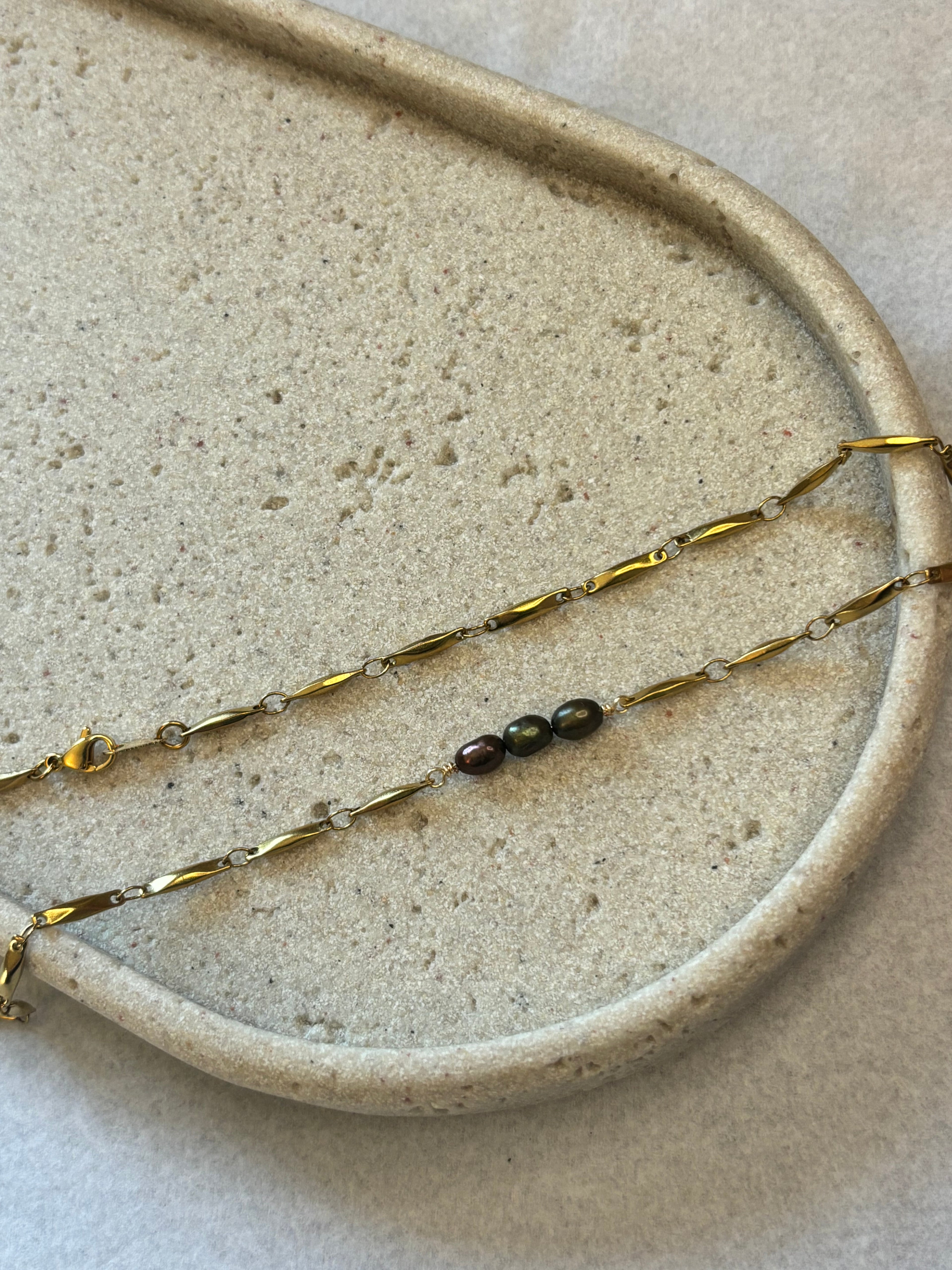 Gold-Plated Freshwater Pearl Link Chain Necklace