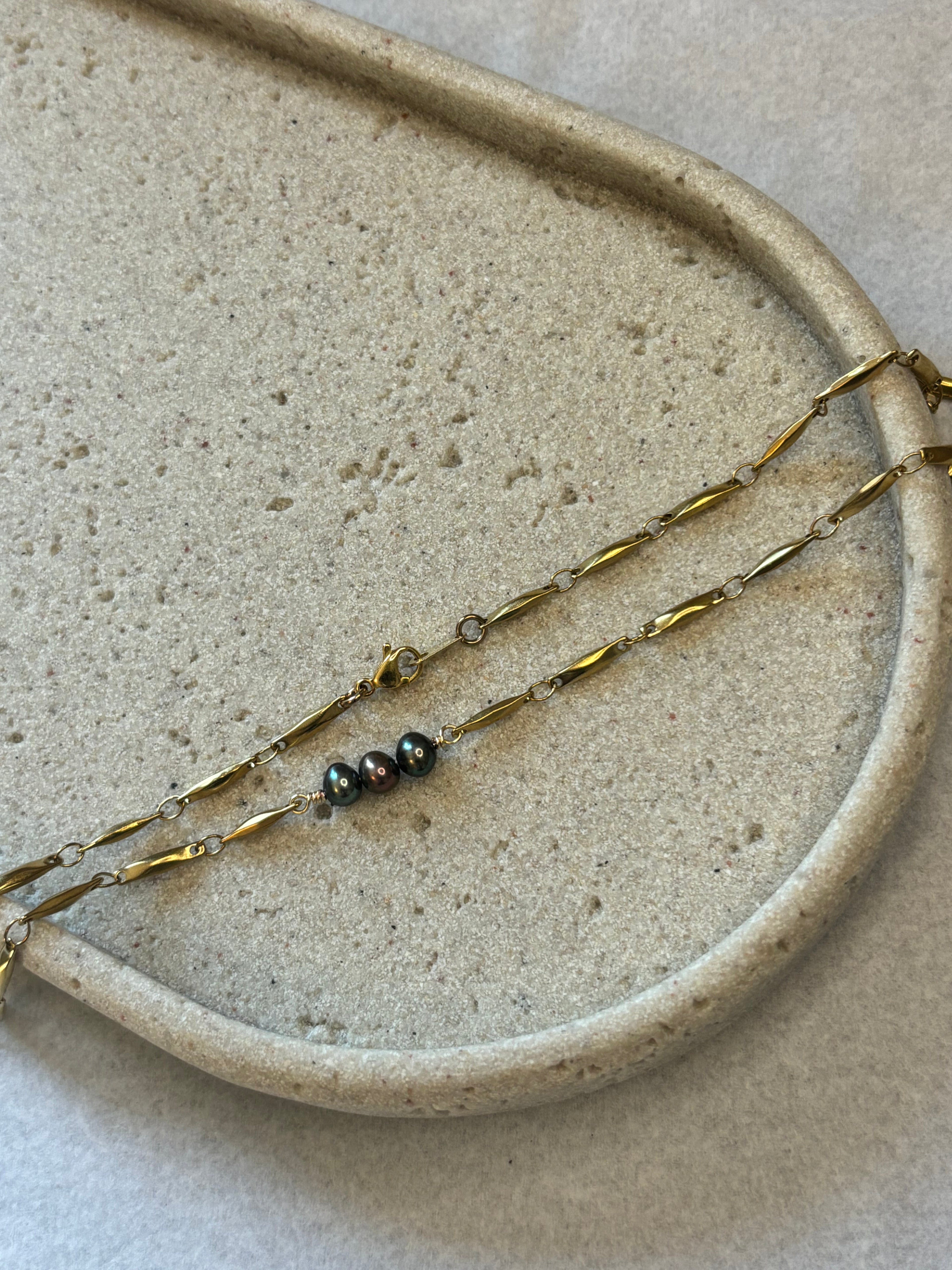 Gold-Plated Freshwater Pearl Link Chain Necklace