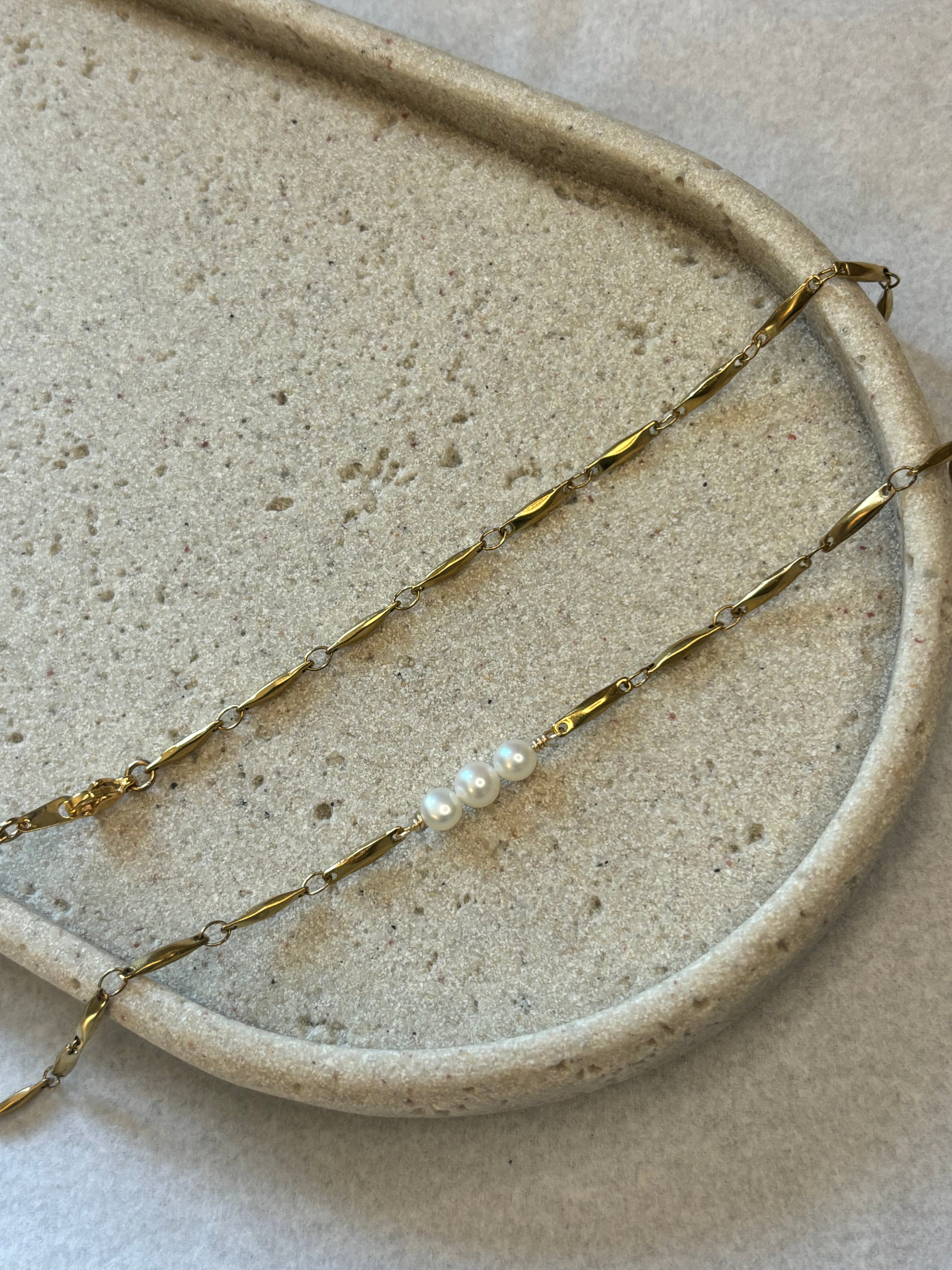 Gold-Plated Freshwater Pearl Link Chain Necklace