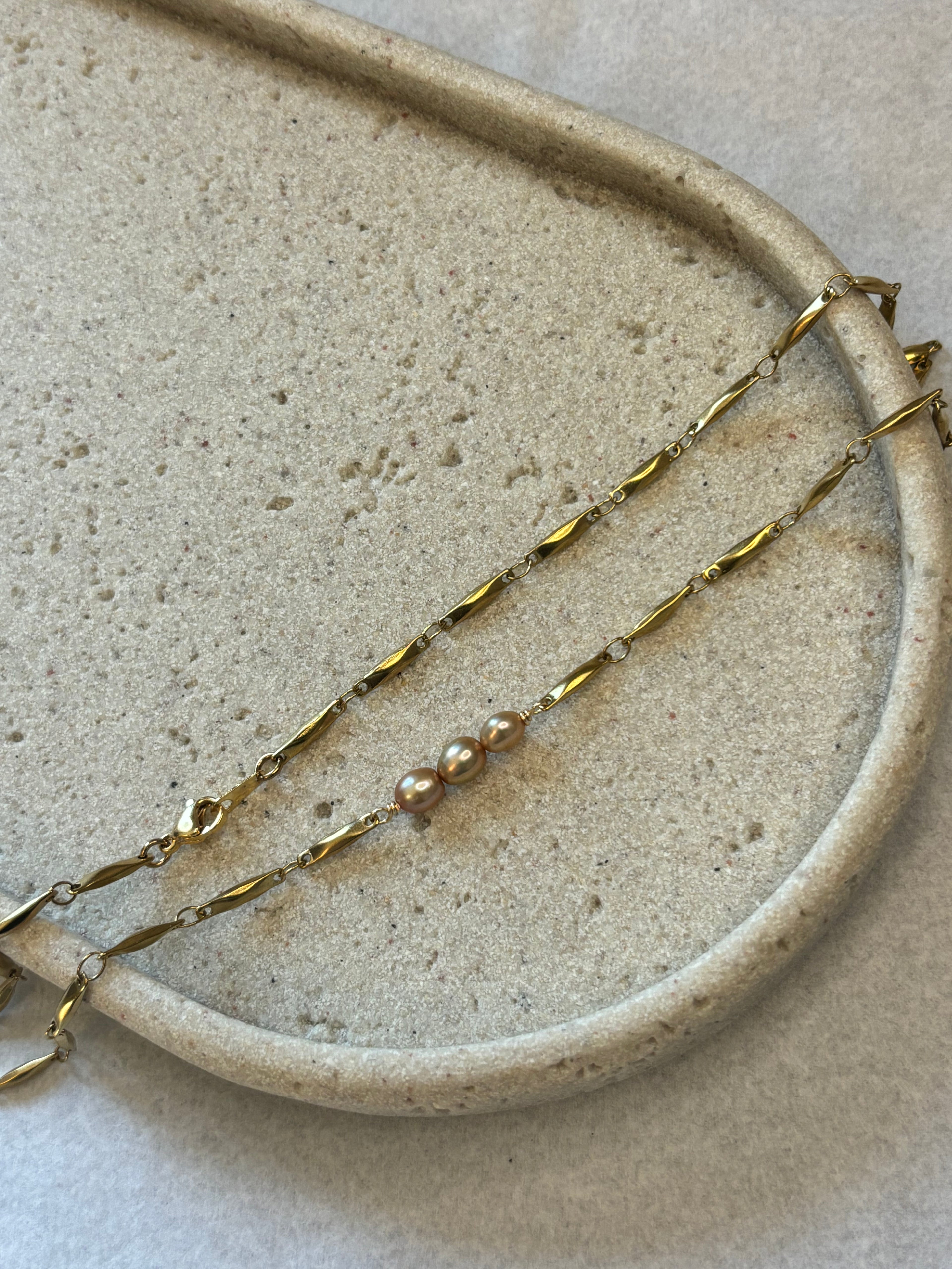 Gold-Plated Freshwater Pearl Link Chain Necklace