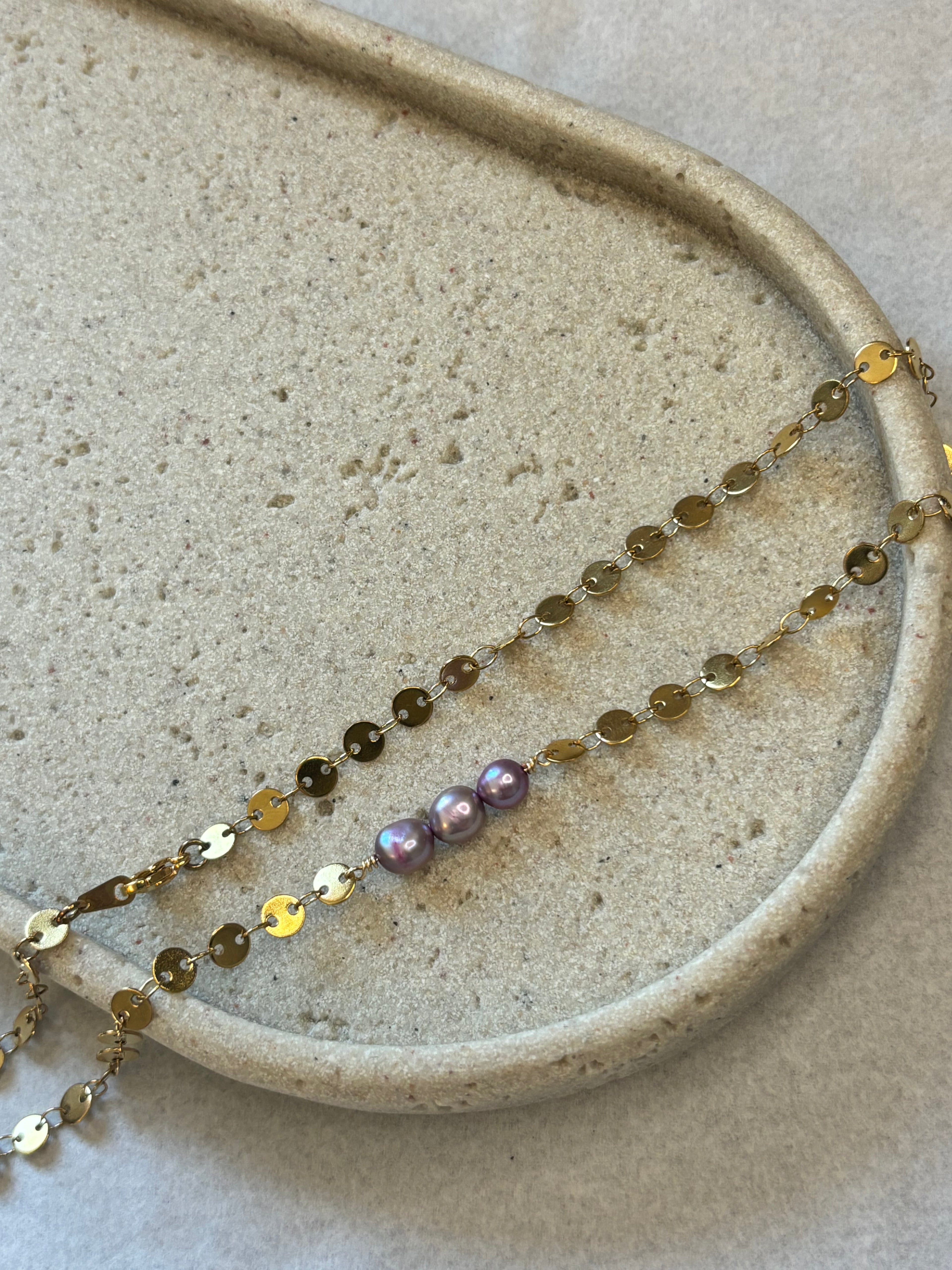 Gold-Plated Freshwater Pearl Sequin Chain Necklace