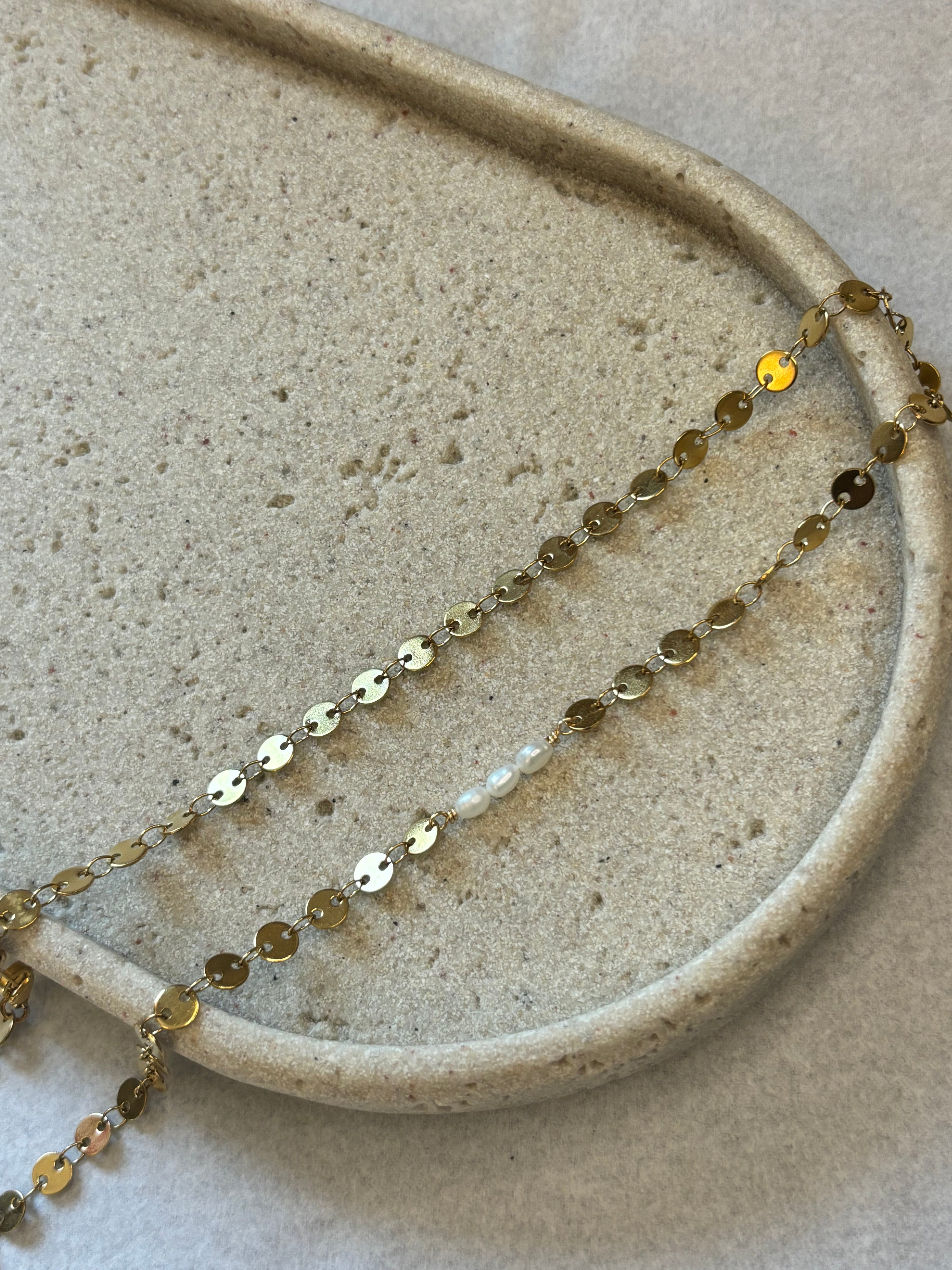 Gold-Plated Freshwater Pearl Sequin Chain Necklace