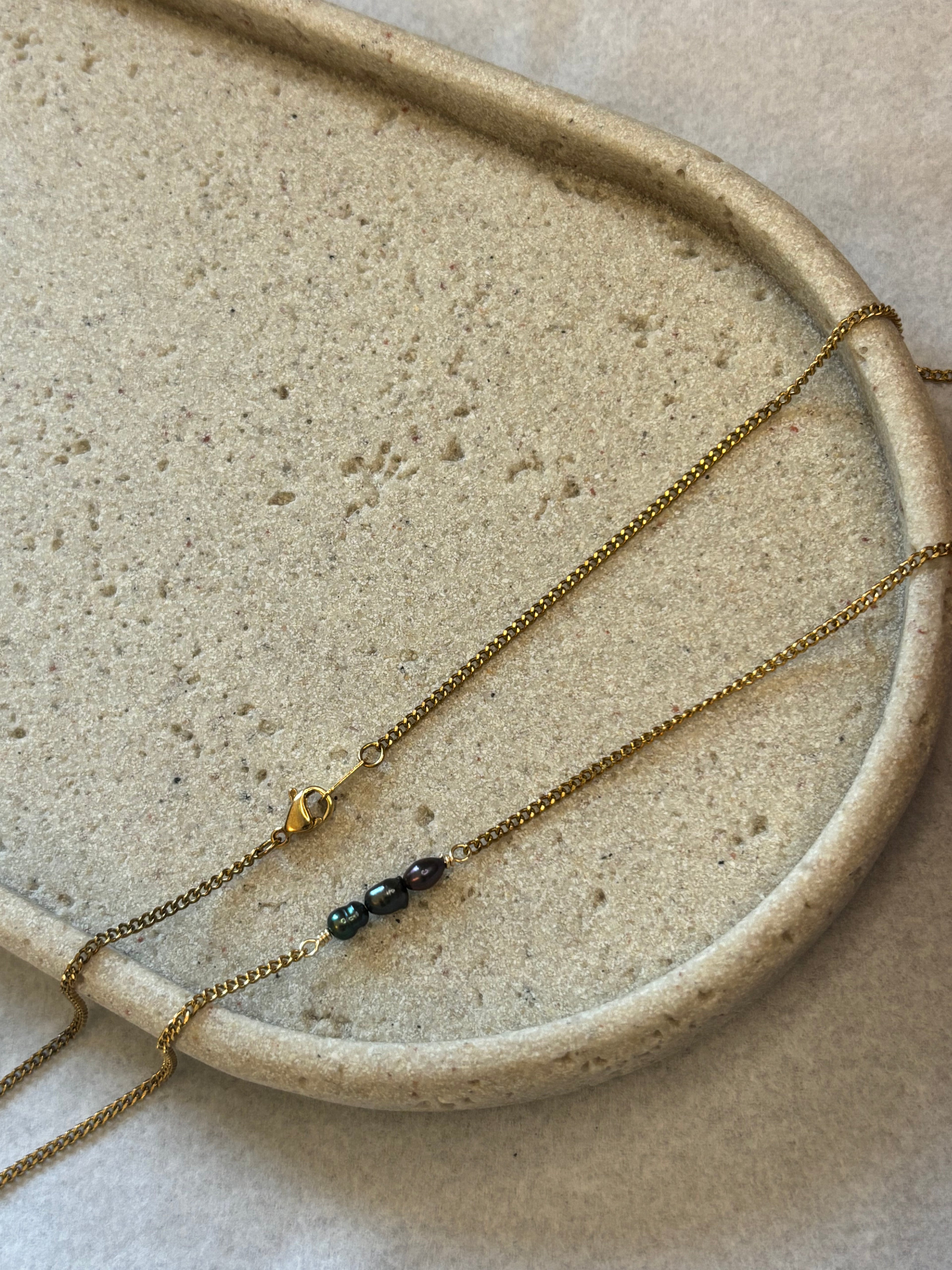 Gold-Plated Freshwater Pearl Curb Chain Necklace