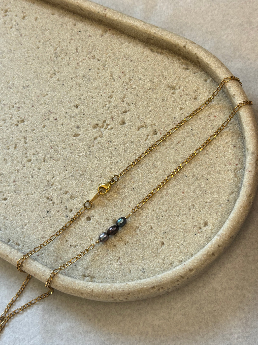 Gold-Plated Freshwater Pearl Figaro Chain Necklace