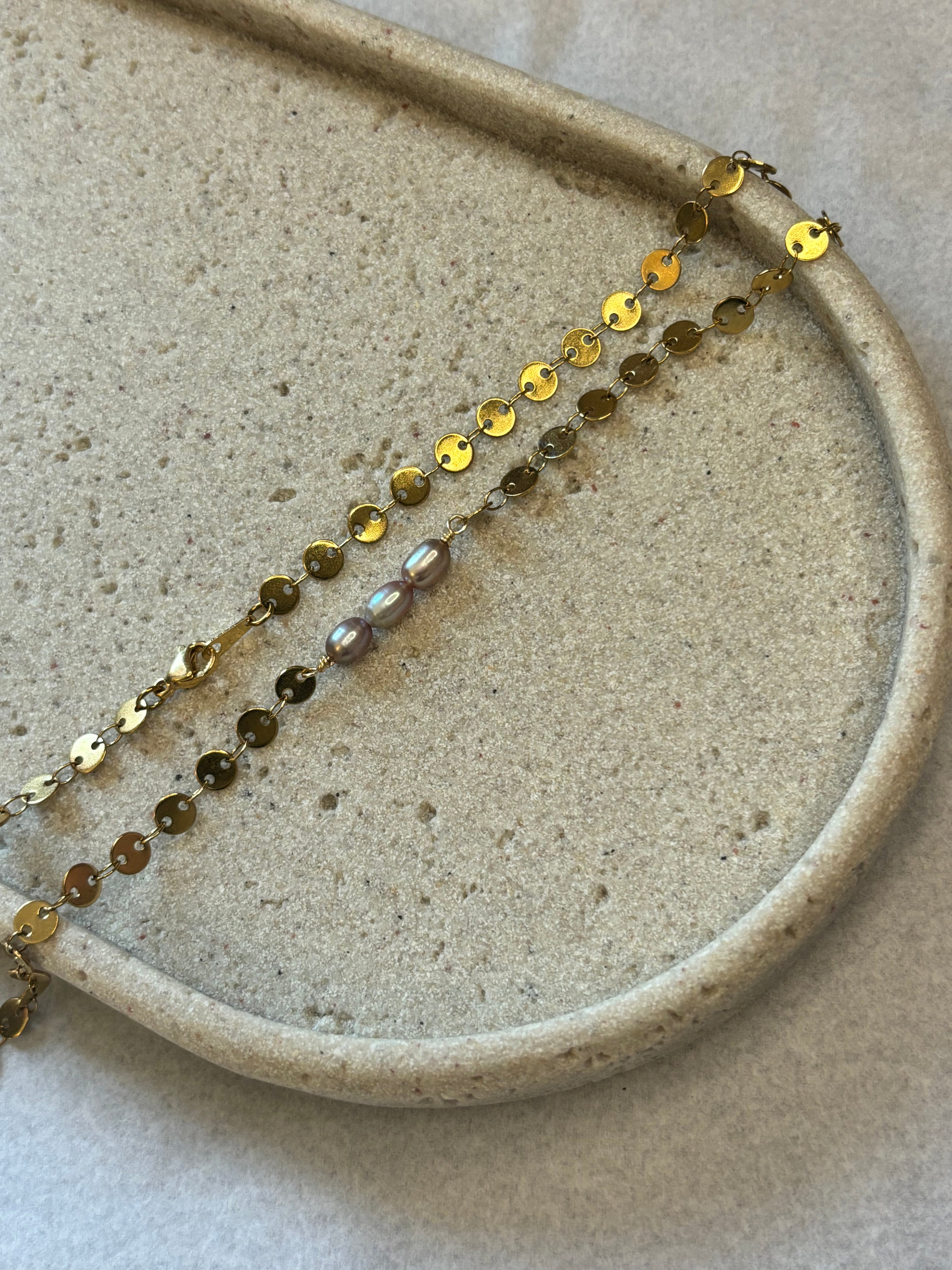 Gold-Plated Freshwater Pearl Sequin Chain Necklace
