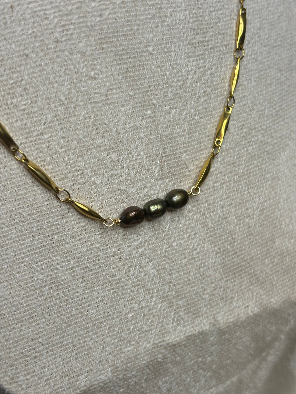 Gold-Plated Freshwater Pearl Link Chain Necklace