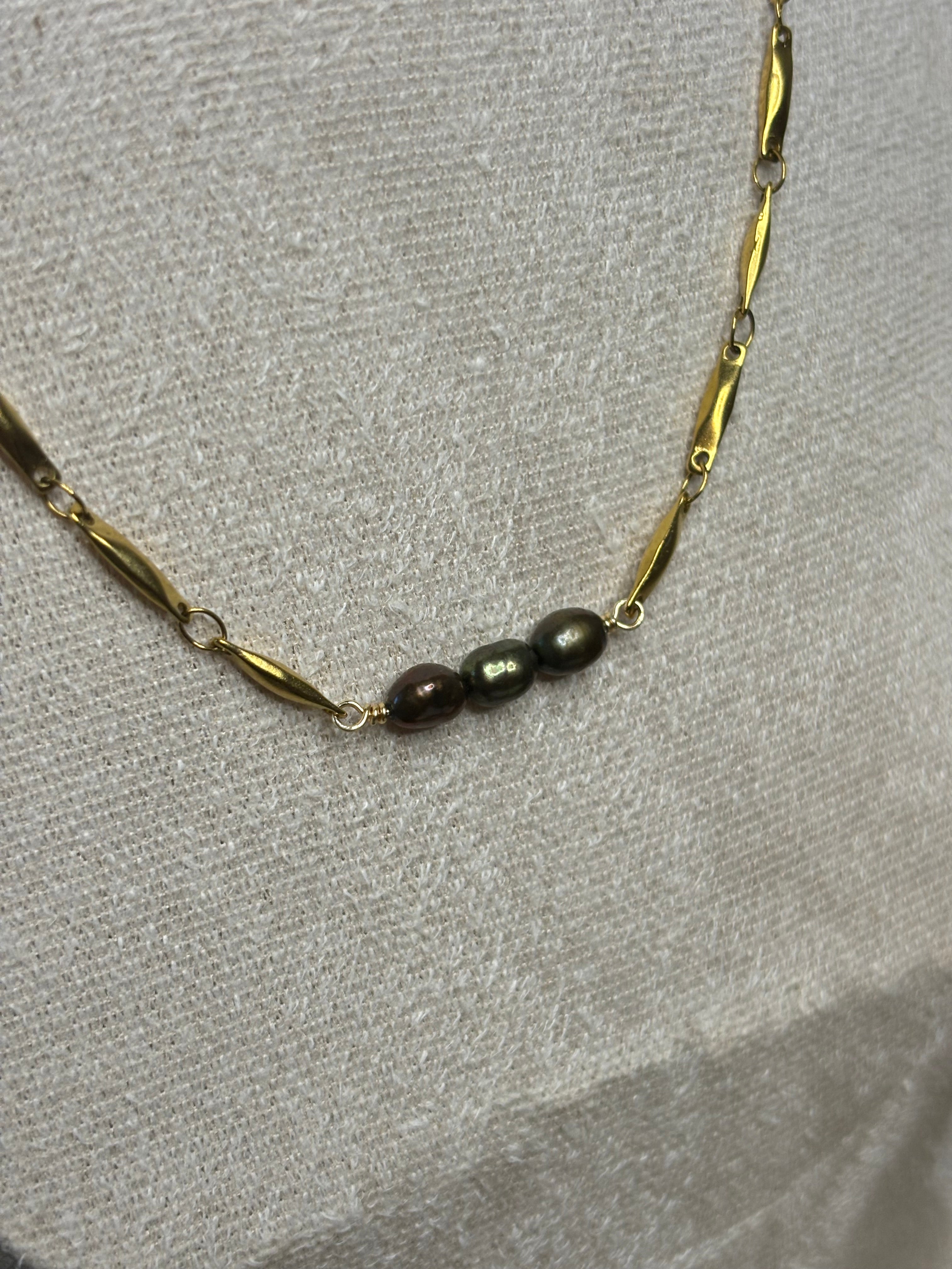 Gold-Plated Freshwater Pearl Link Chain Necklace