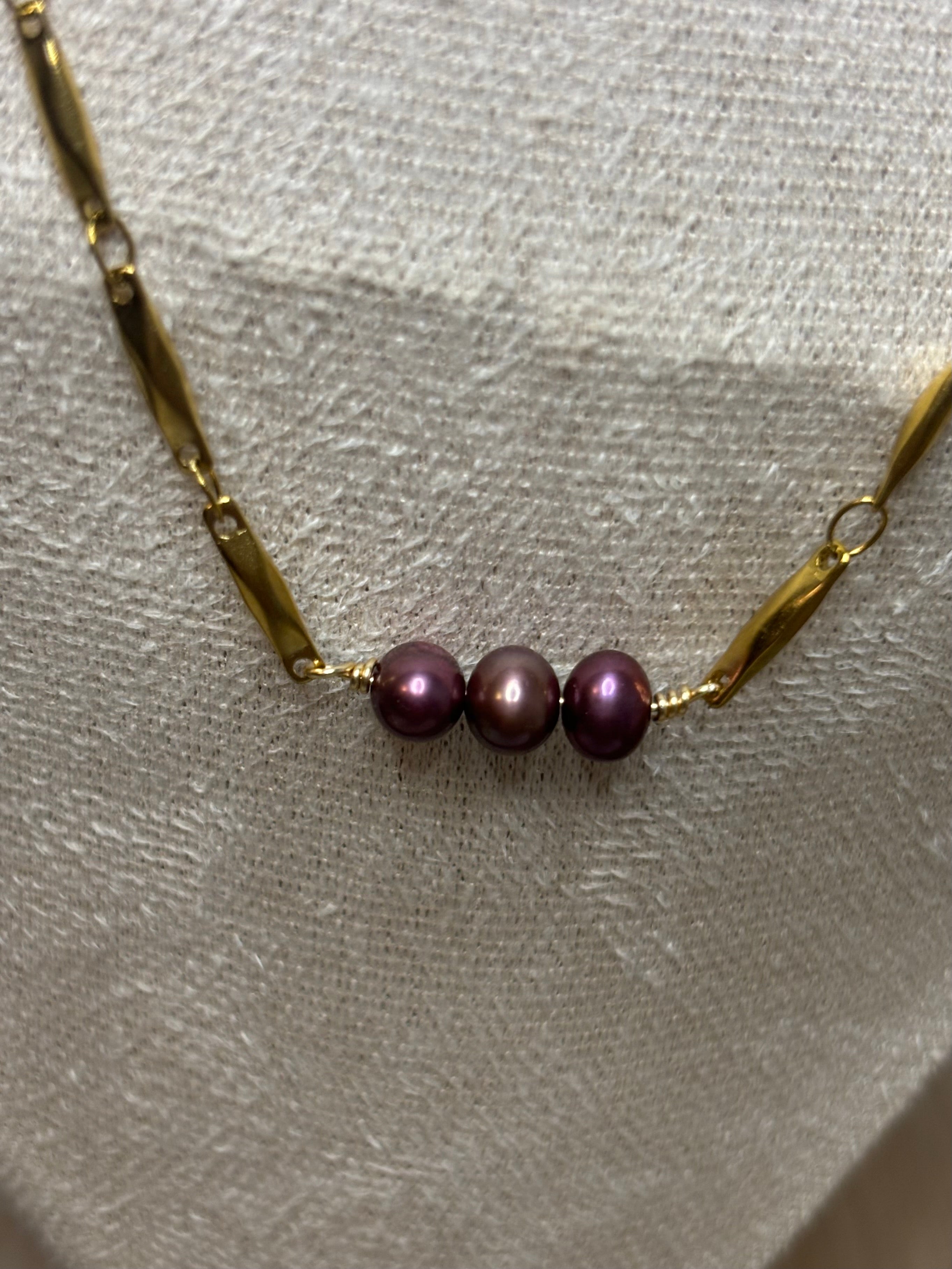 Gold-Plated Freshwater Pearl Link Chain Necklace