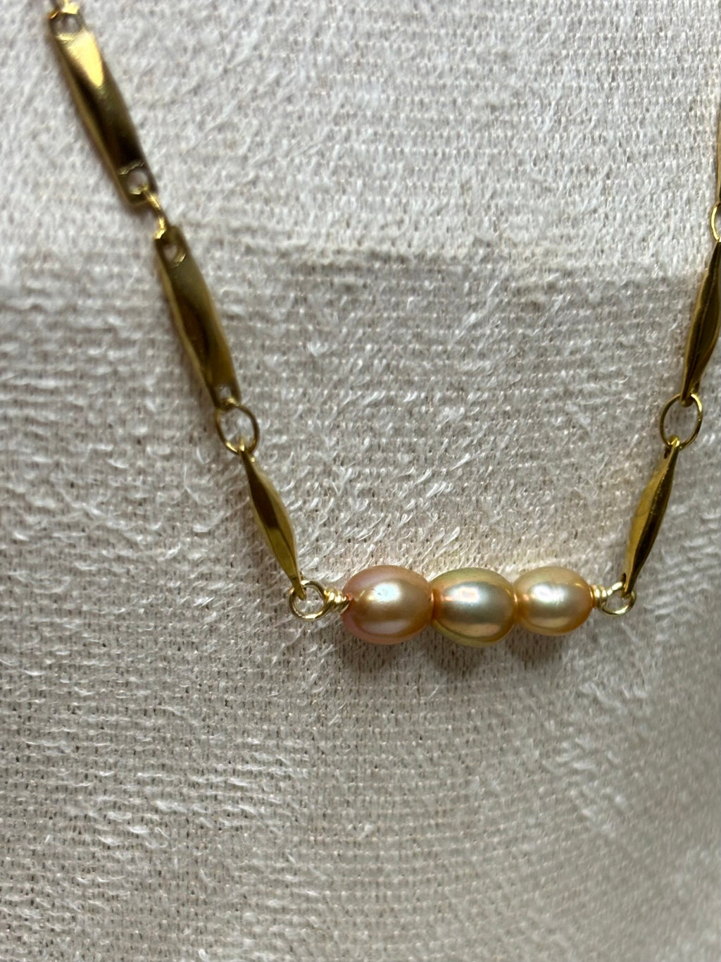 Gold-Plated Freshwater Pearl Link Chain Necklace