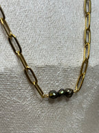Gold-Plated Freshwater Pearl Paperclip Chain Necklace