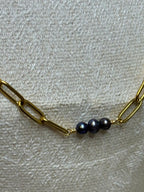 Gold-Plated Freshwater Pearl Paperclip Chain Necklace