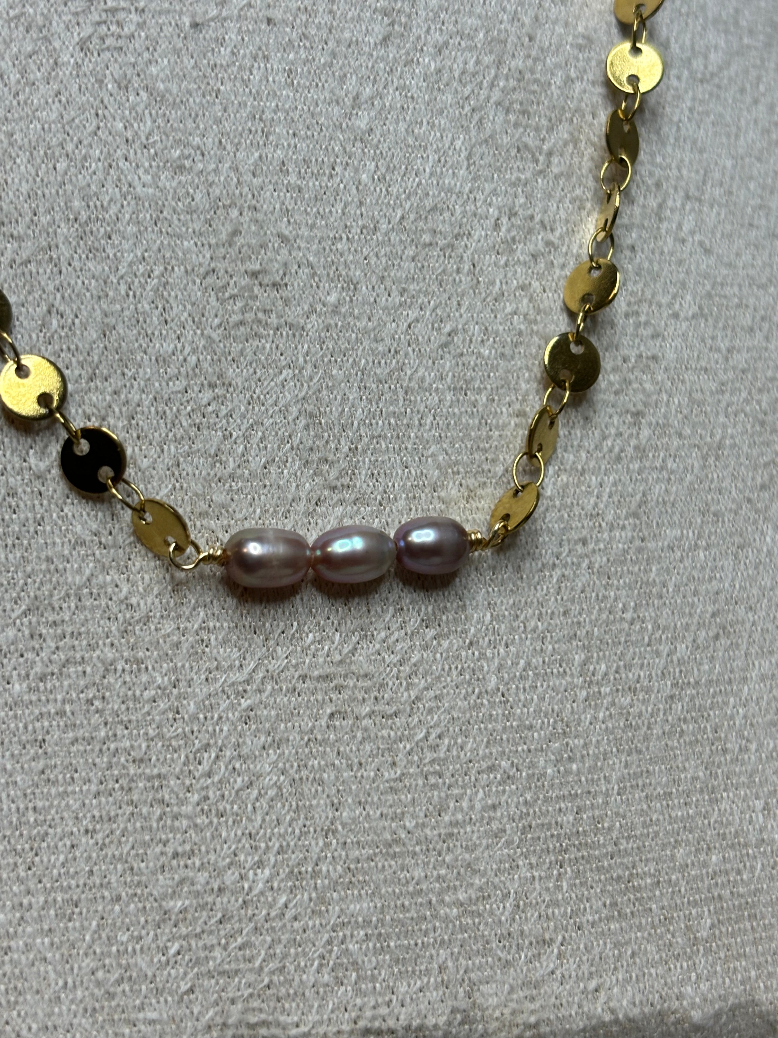 Gold-Plated Freshwater Pearl Sequin Chain Necklace