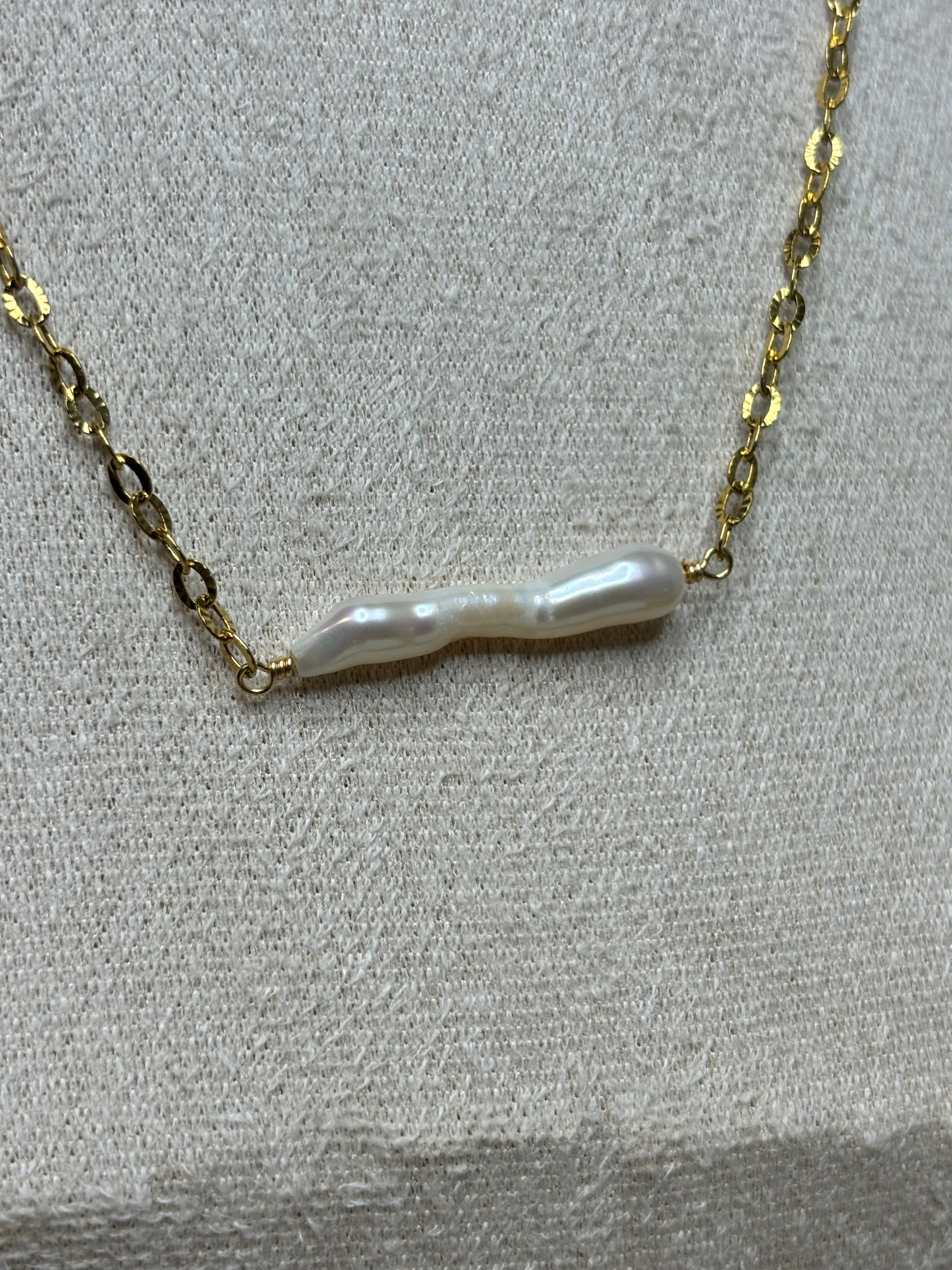 Gold-Plated Freshwater Needle Pearl Sunburst Chain Necklace