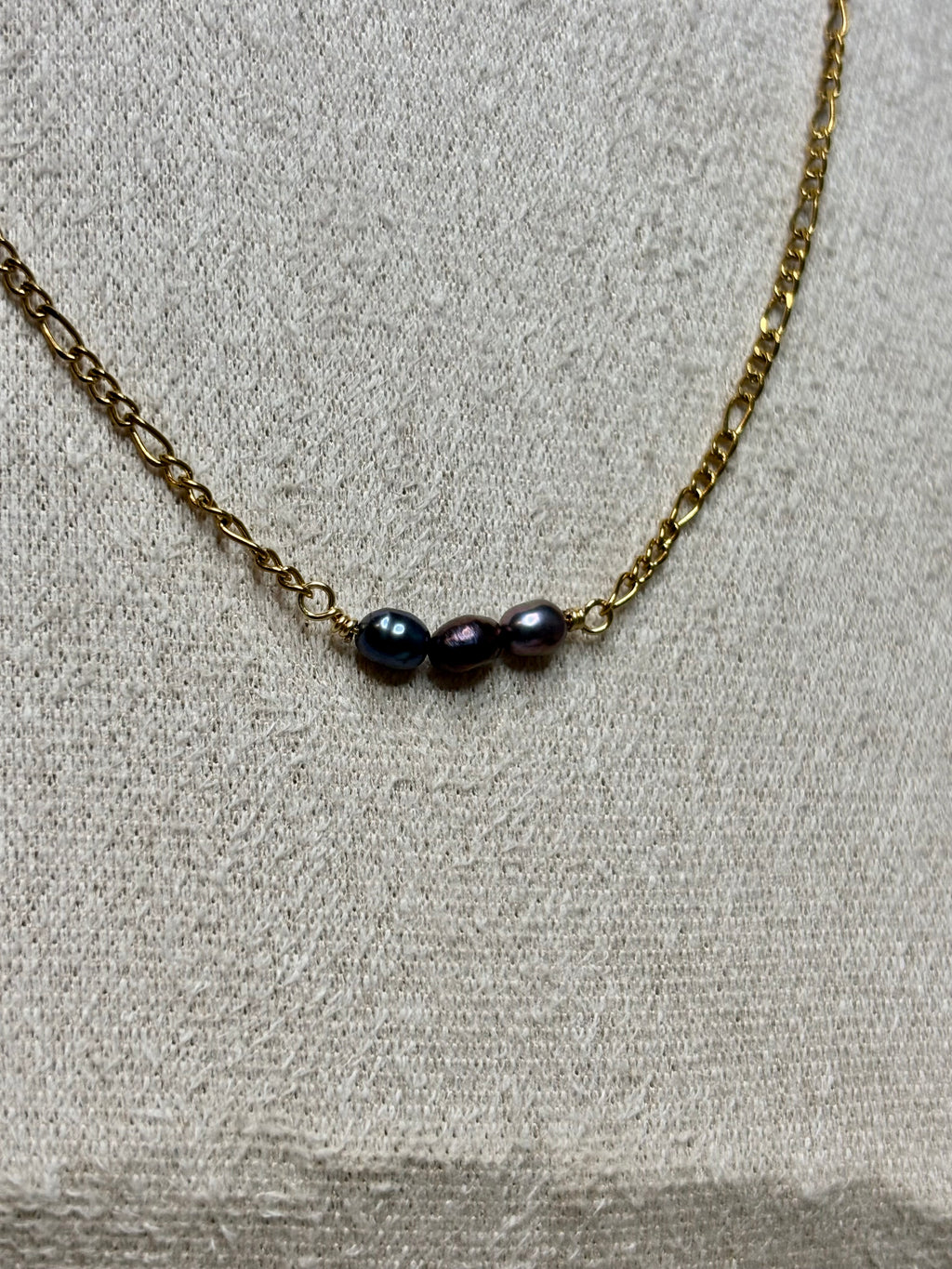 Gold-Plated Freshwater Pearl Figaro Chain Necklace