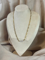 Gold-Plated Freshwater Pearl Paperclip Chain Necklace