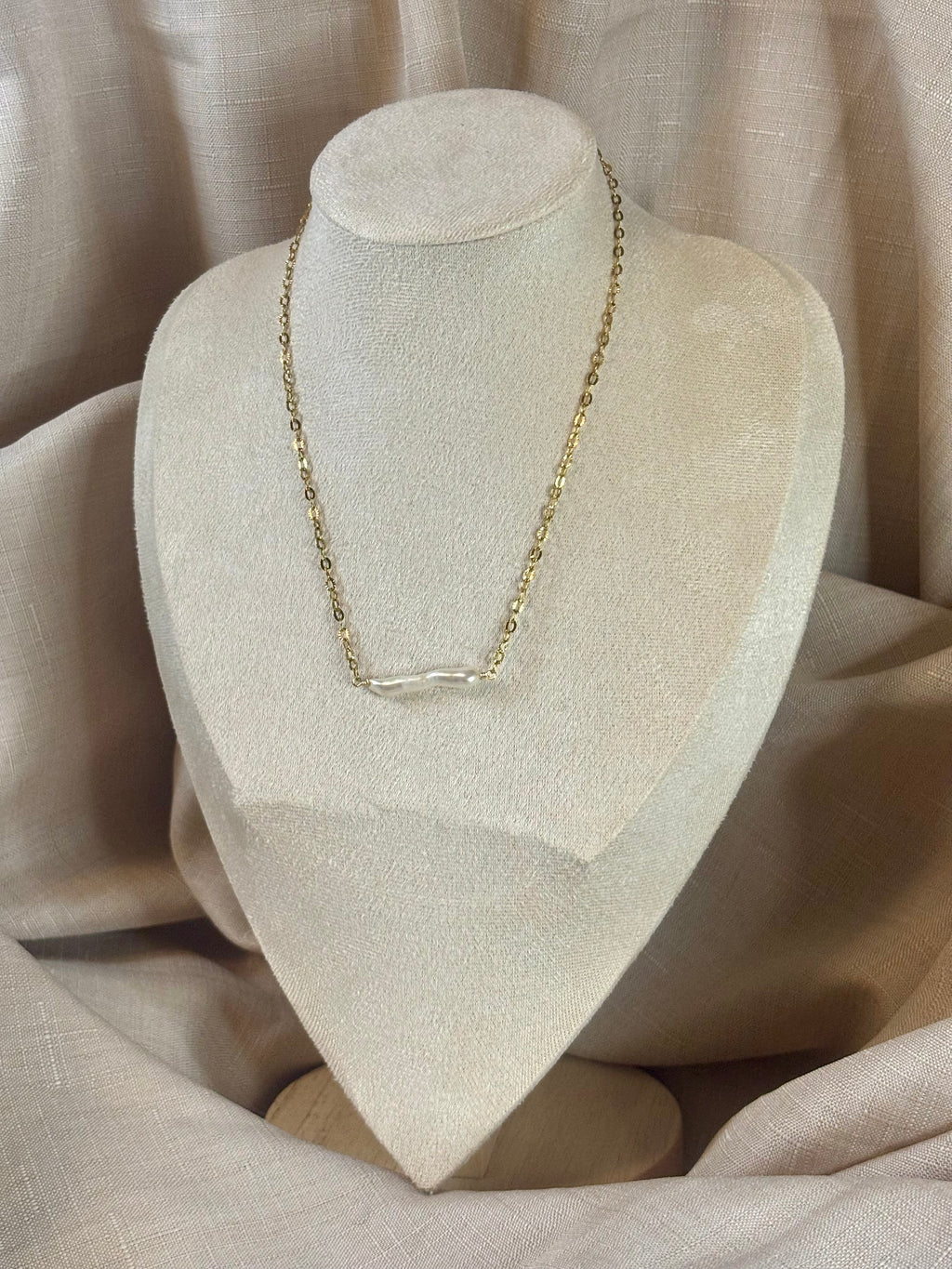 Gold-Plated Freshwater Needle Pearl Sunburst Chain Necklace
