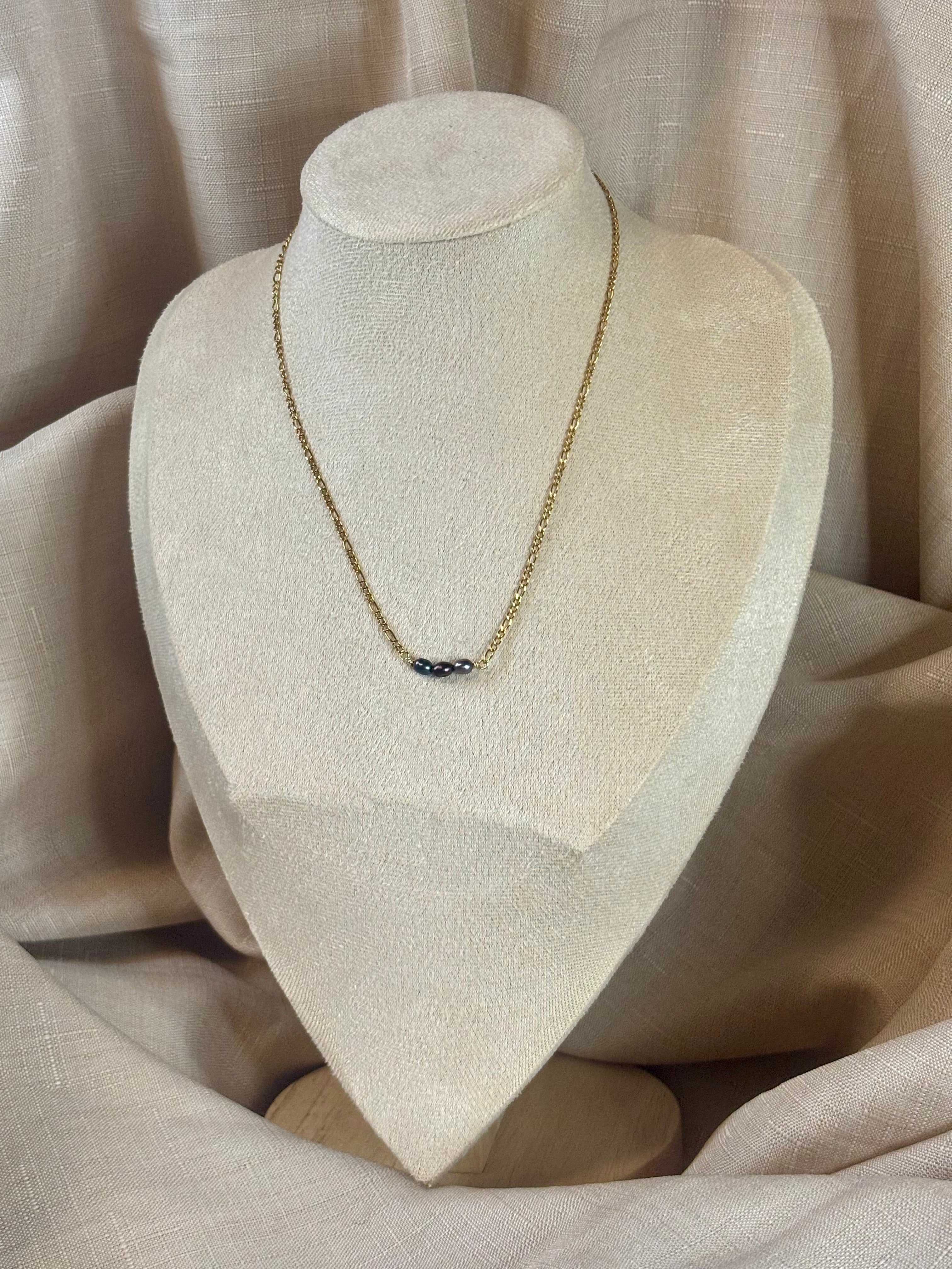 Gold-Plated Freshwater Pearl Figaro Chain Necklace