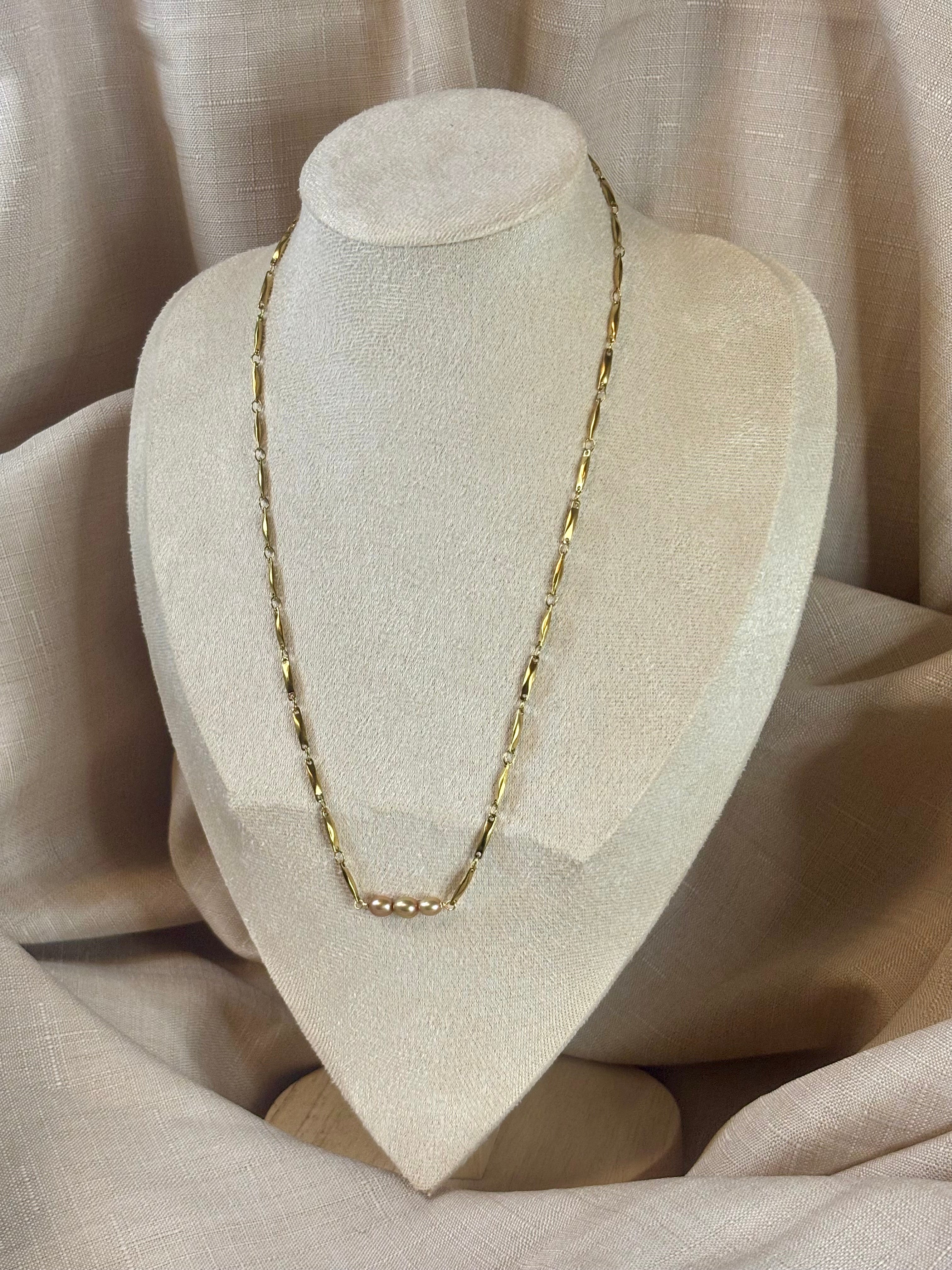 Gold-Plated Freshwater Pearl Link Chain Necklace