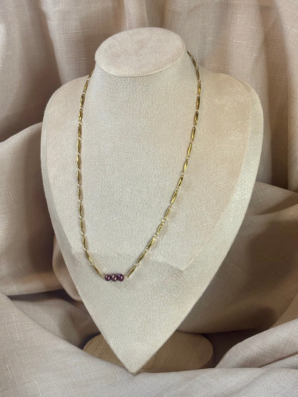 Gold-Plated Freshwater Pearl Link Chain Necklace