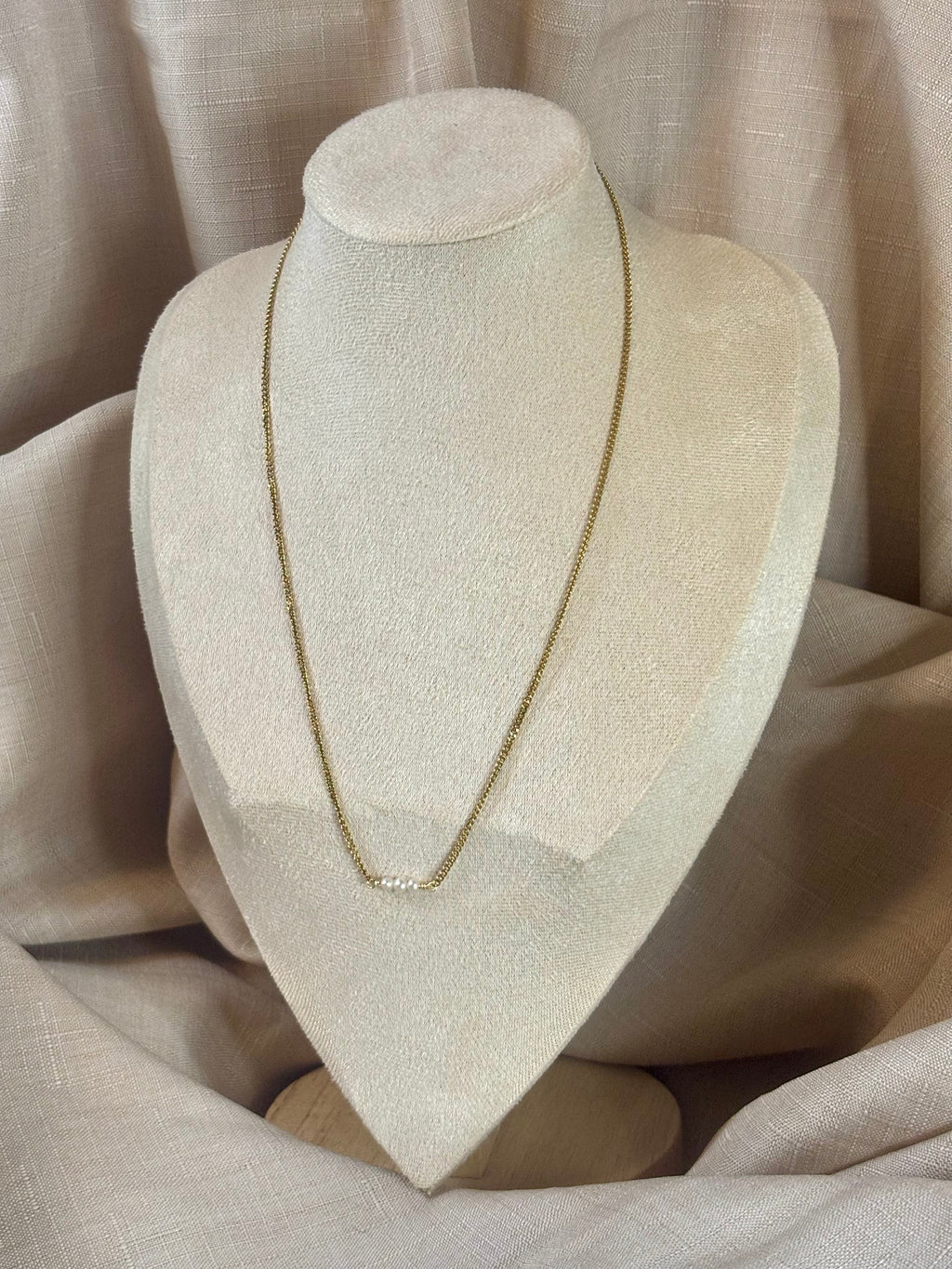 Gold-Plated Freshwater Pearl Curb Chain Necklace