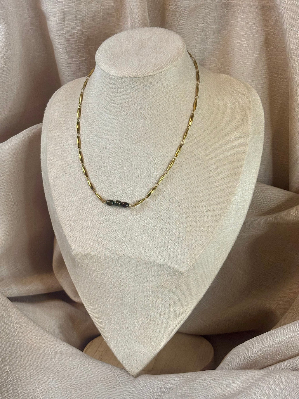 Gold-Plated Freshwater Pearl Link Chain Necklace