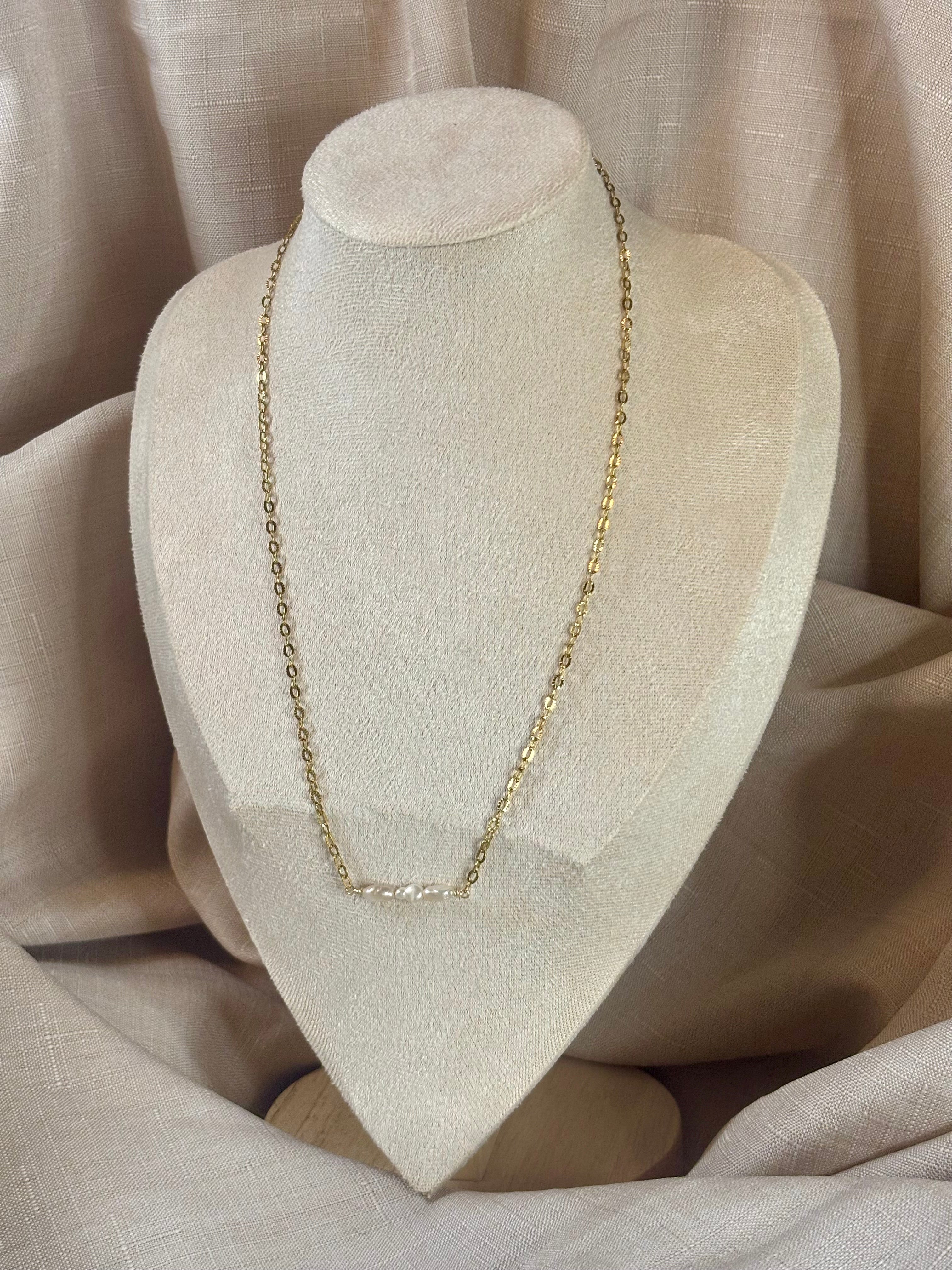 Gold-Plated Freshwater Pearl Sunburst Chain Necklace